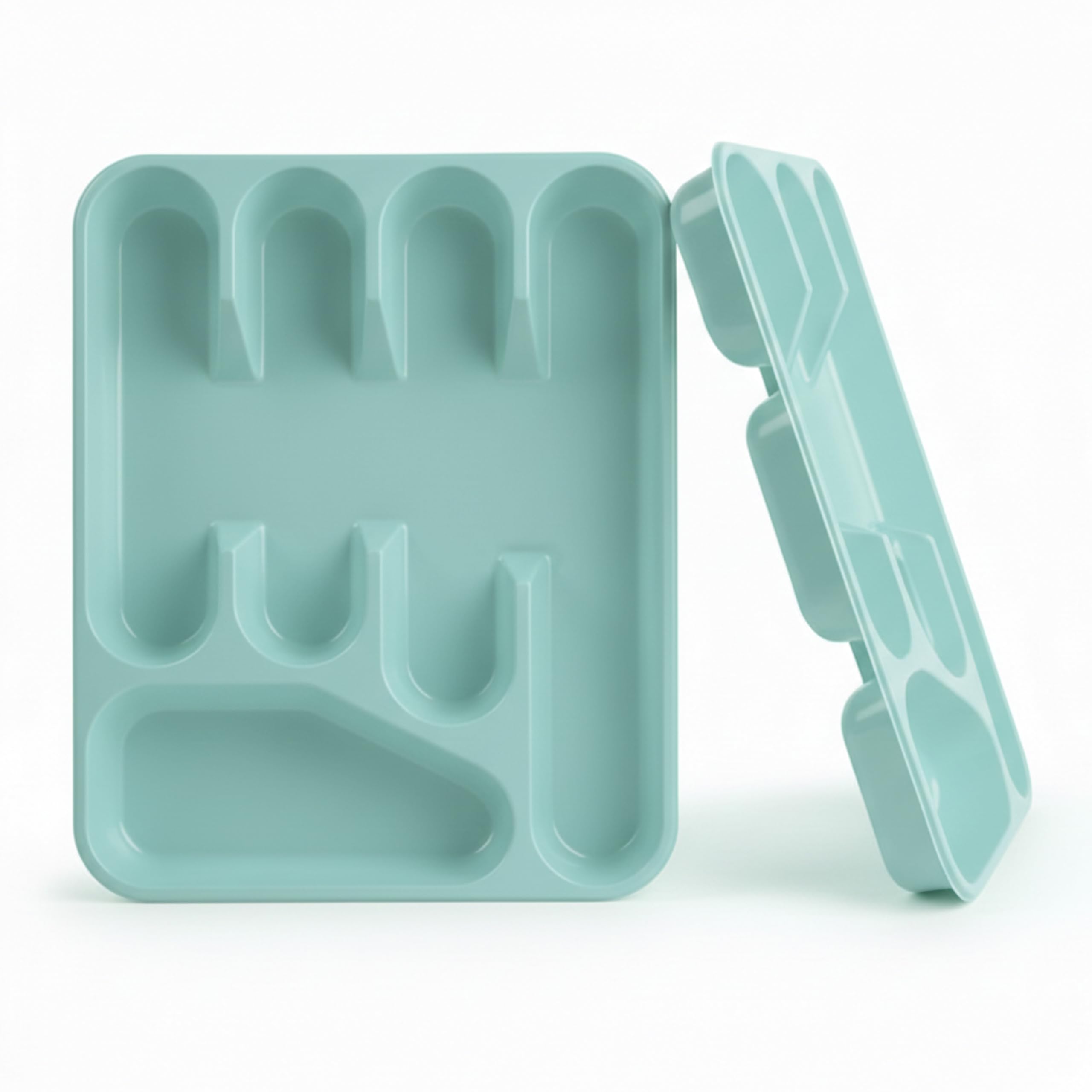 Ketayle Basic Tier Cutlery Tray Mint Green - BPA-Free Plastic, Food Safe, Non-Slip Base, Perfect for Drawer Organization, Dimensions 27x33.5x4.5 cm, Durable and Easy to Clean