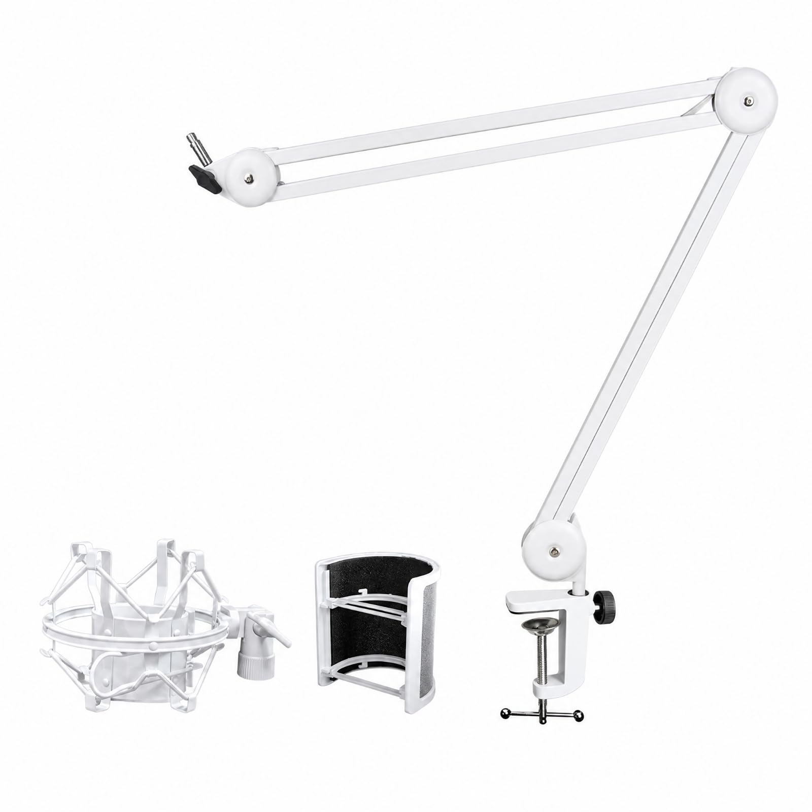 Micrófono Plegable Escritorio Resisn Brazo Micrófono con Abrazadera Aluminio Estable para Streamers, Locutores, con Red