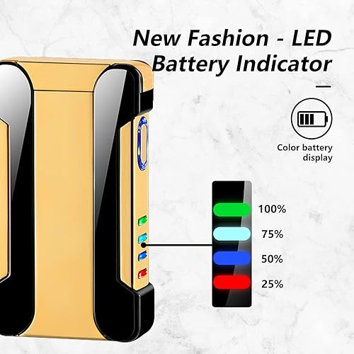 Miniatura 6 de Encendedor eléctrico recargable por USB, encendedor de plasma a prueba de viento, encendedor de doble arco, encendedor de metal frío con pantalla