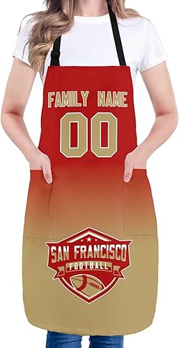 Delantal personalizado con nombres y números personalizados, regalo para mamá y esposa, fanáticos, mujeres, cocina de cocina