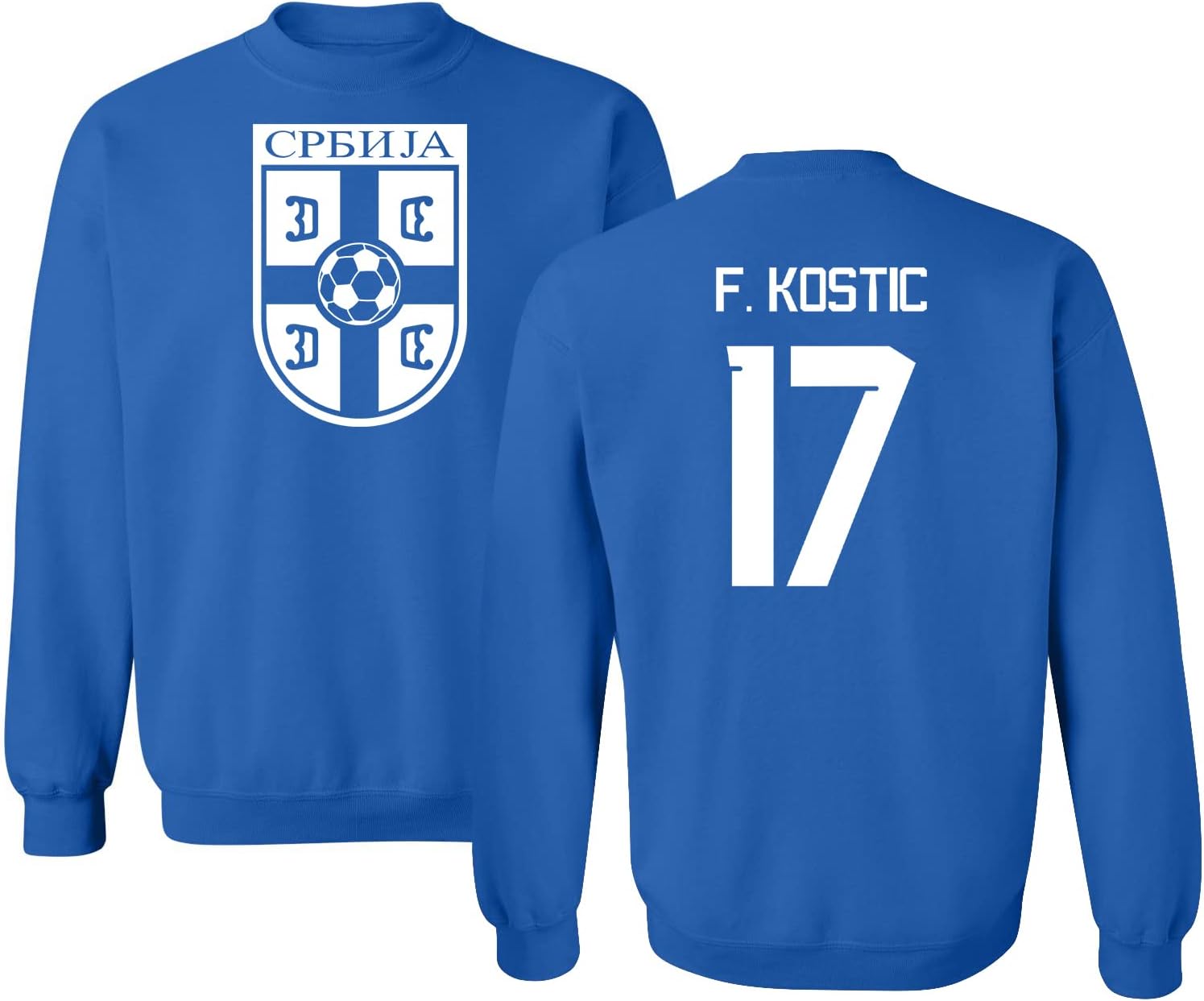 FLAURA Serbian Soccer #17 Kostic World Football Fans Adult Crewneck Sweater