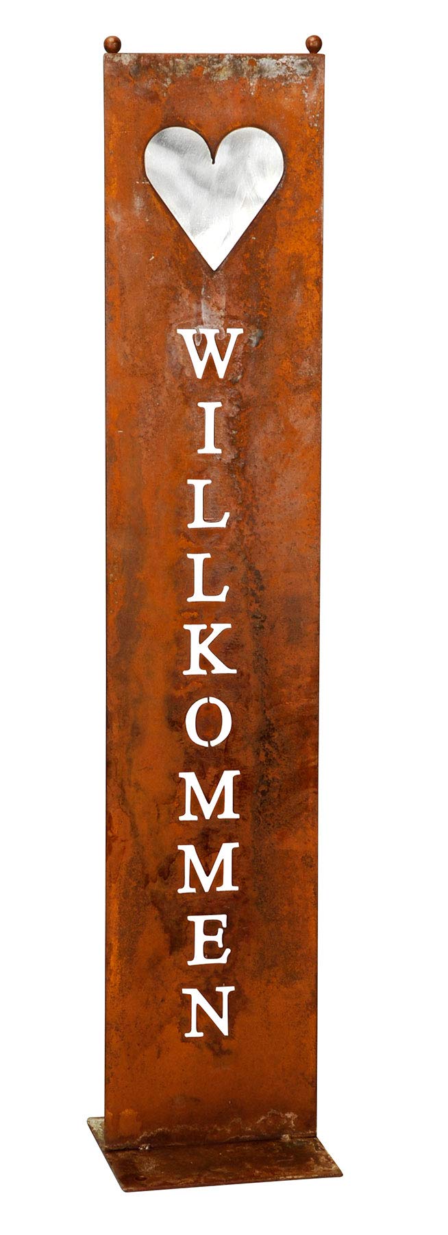 levandeo Stele Willkommen Garten-Deko 20x100cm Herz Rost Rostdeko Edelrost Schild