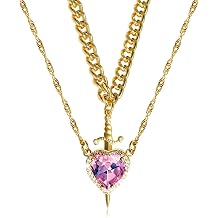Necklace Heart Set Y2k Jewellery with Heart Chain and Sword Chain Y2k Accessories Heart Chain Set for Couple Gifts
