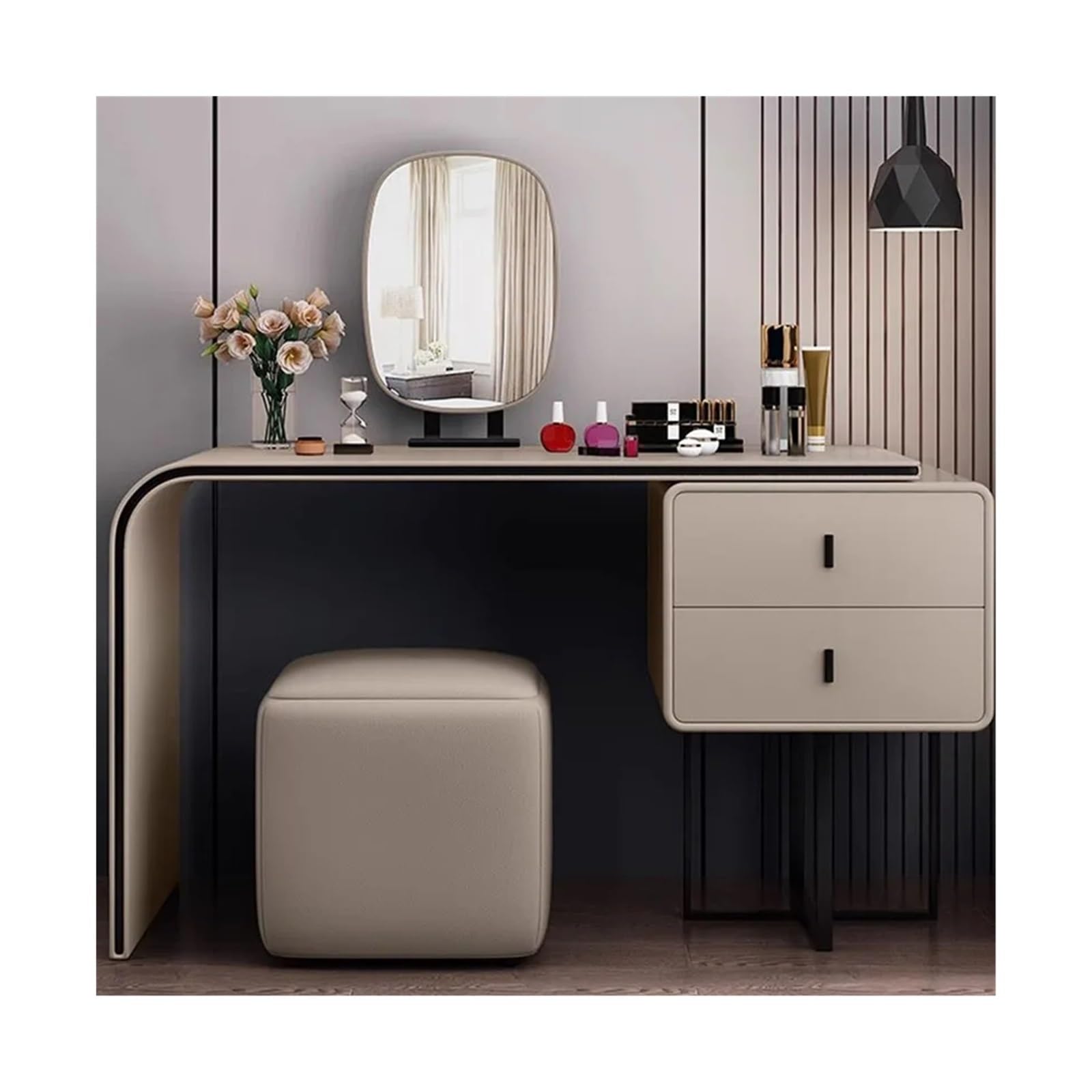 CGCSYZ Vanity Desk Modern Luxury Vanity Set with Mirror and Stool Home Makeup Dressing Table Girls Bedroom Furniture Dressing Table Makeup Dressing Table (Champagne 120cm)