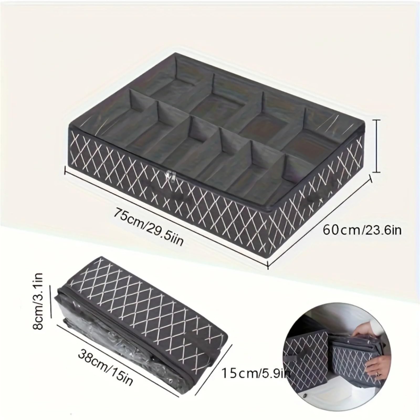 Organizzatore Di Scarpe Sotto Il Letto Organizer for scarpe pieghevole da 2 pezzi sotto il letto, contenitore for scarpe in tessuto pieghevole, con coperchio trasparente, borsa trasparente for finestr