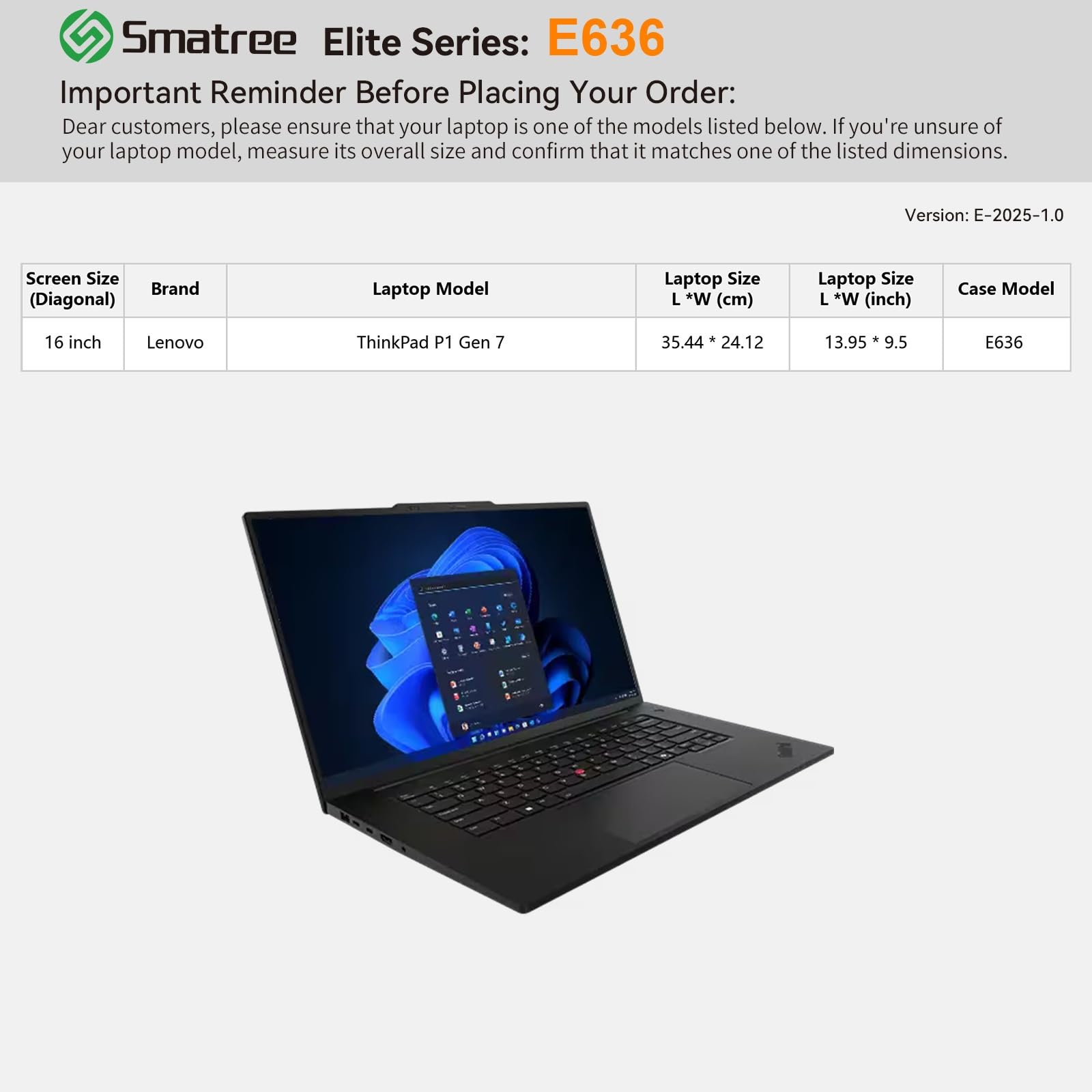Smatree Etui na laptop 16 cali do Lenovo ThinkPad P1 G7 Mobile Workstation