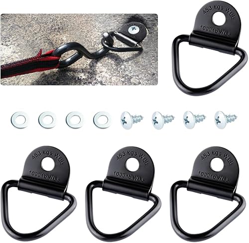 Juego de 4 amarres de caja de camión con anillo en V con tornillo, anclaje de amarre de remolque resistente con capacidad de 1000 libras, repuesto