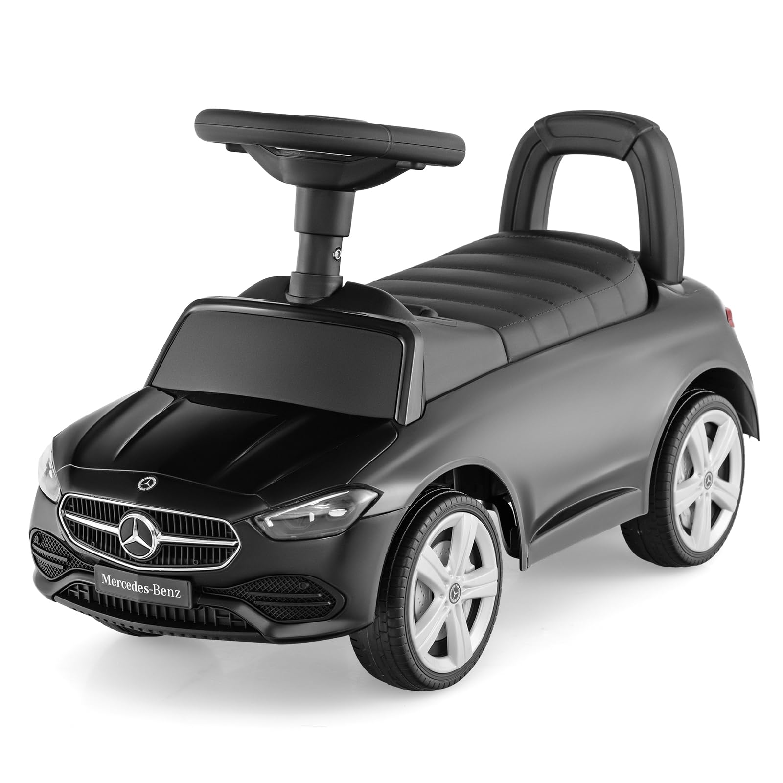 COSTWAY Ride on Car, Mercedes-Benz Licensed Toddler Foot to Floor Sliding Walker with Horn & Engine Sound, Under-Seat Storage, Push Along Cars for 12-36 Months (Black)