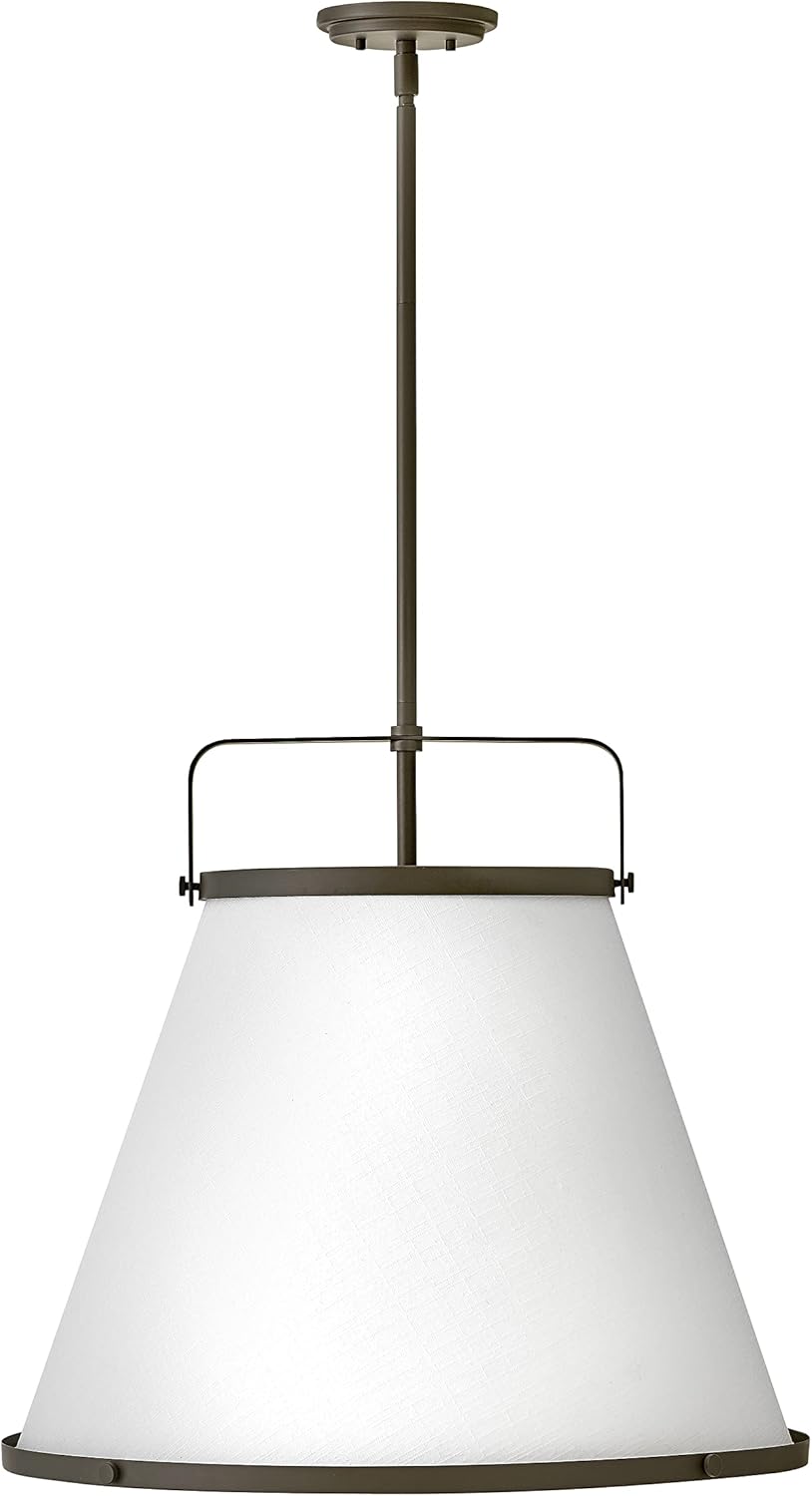 Hinkley Lexi 1 Light Medium Pendant Lamp - 17.75-in H Farmhouse Pendant Kitchen Island & Over Sink Fixtures - Adjustable Hanging Ceiling Lights in Black Finish with Off White Textured Shade