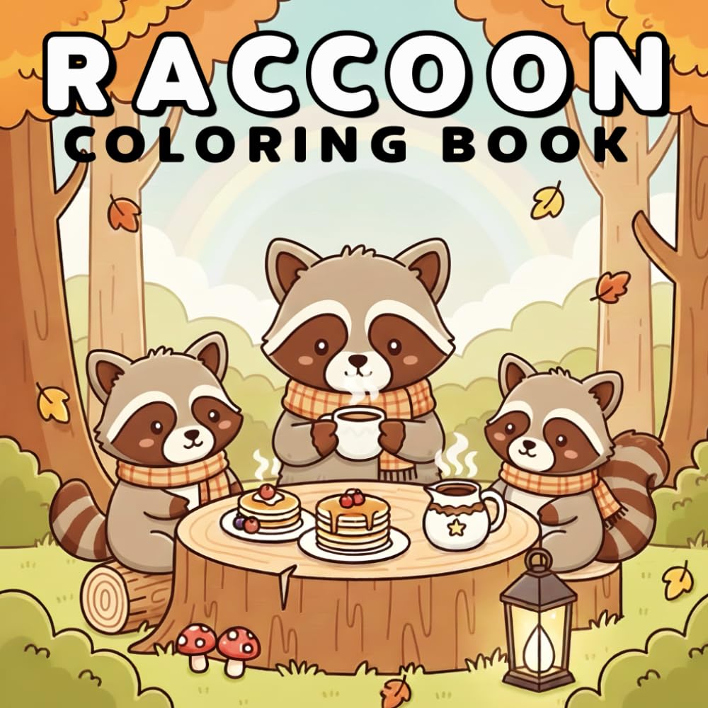 Raccoon Coloring Book: 50+ Beautiful Cozy Raccoons Coloring Pages for Stress Relief – Simple and Enjoyable Designs for Teens and Adults