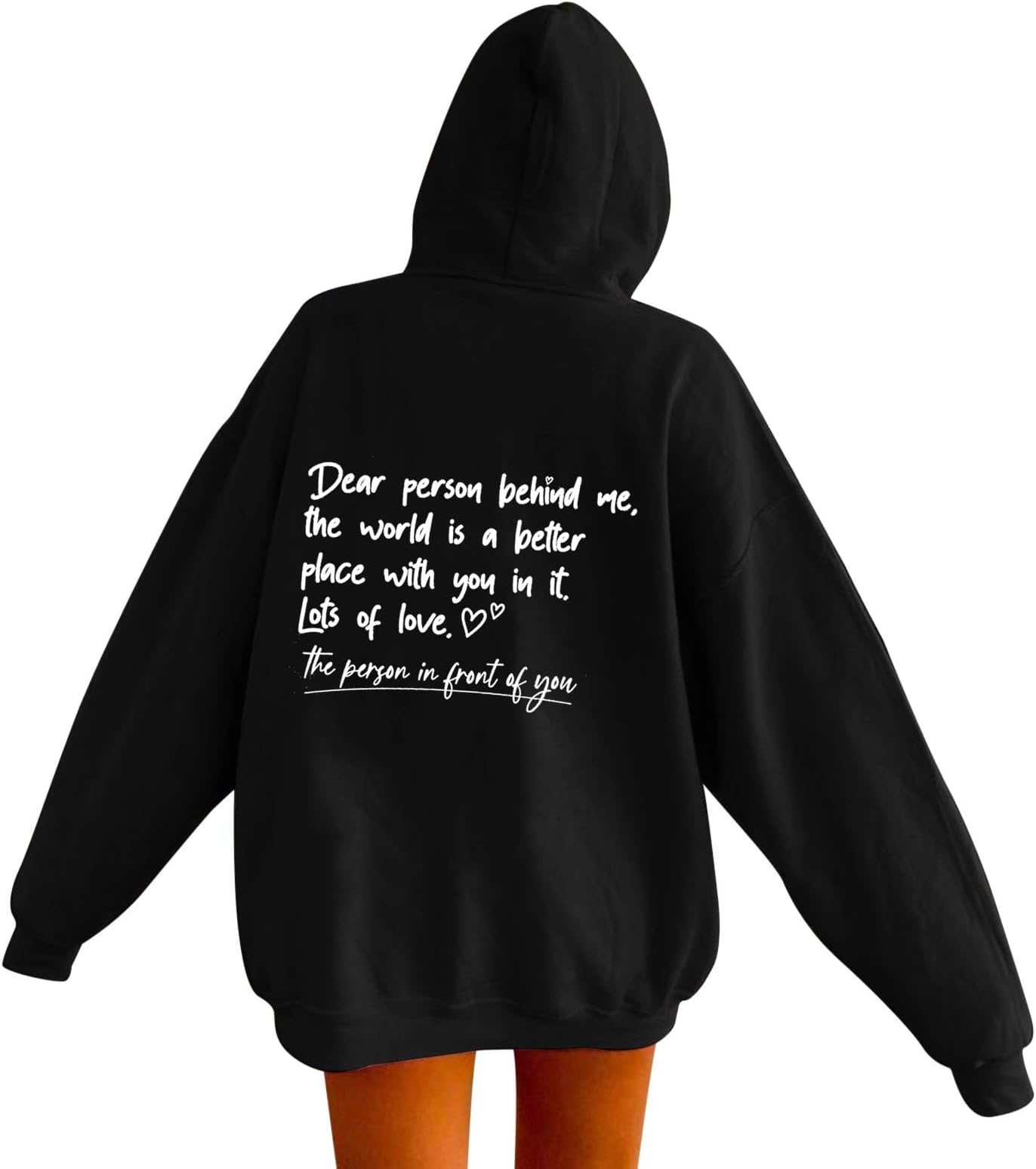 GenericHoodies for Women Dear Person Behind Me Letter Print Sweatshirts for Womens Long Sleeve Funny Word Graphic Street Fashion Hooded Sweatshirt Tops Y2K Kawaii Preppy Jumper Top for Teen Girls Ladies