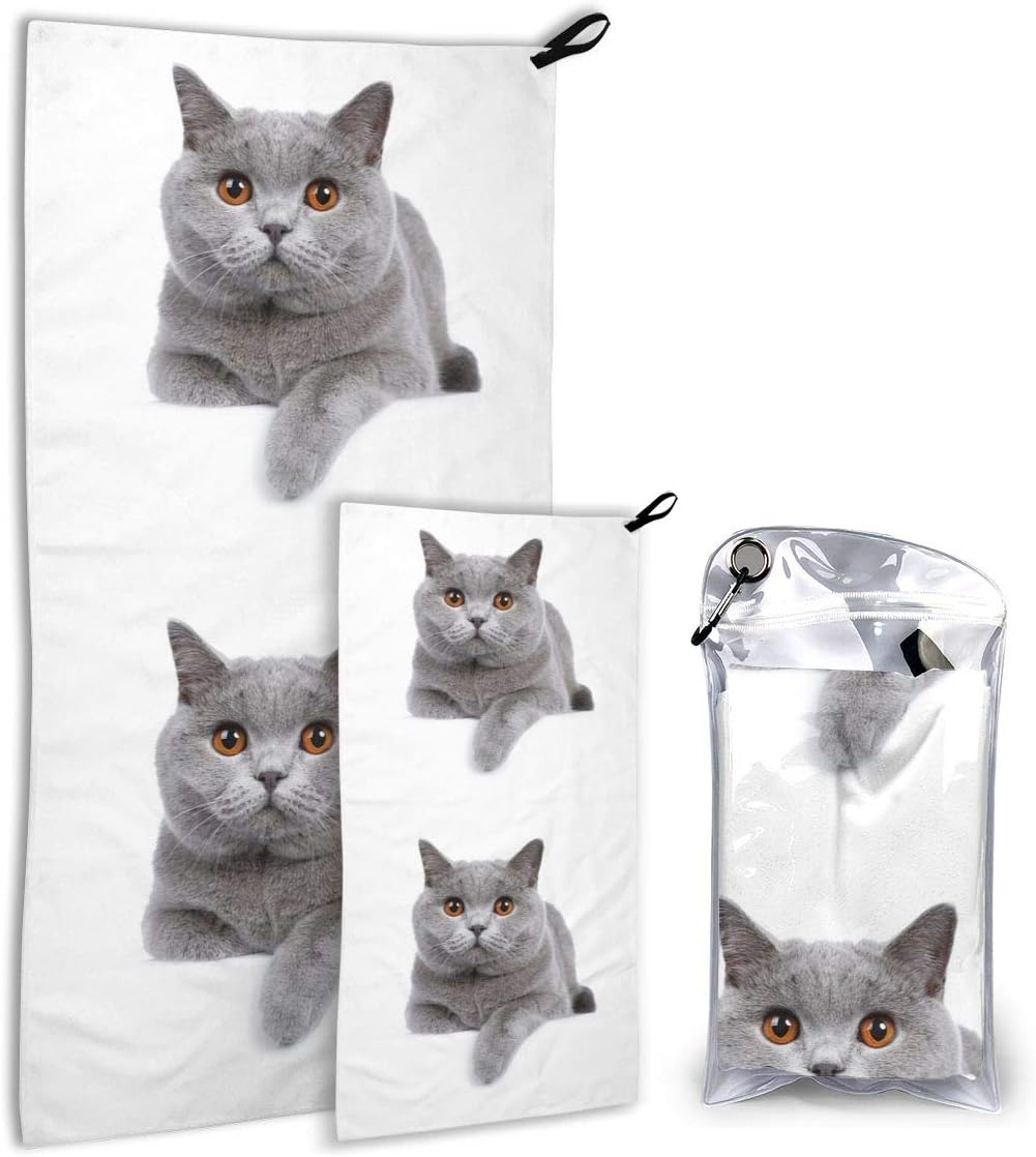 Amazon Co Jp バスタオル フェイスタオル タオルセット 白い 猫 ペット ブリティッシュショートヘア 見る 視線高速吸水 速乾 大判 肌触り抜群 ふわふわ 耐久性 家庭用 ホテル 旅行 収納袋付き ホーム キッチン