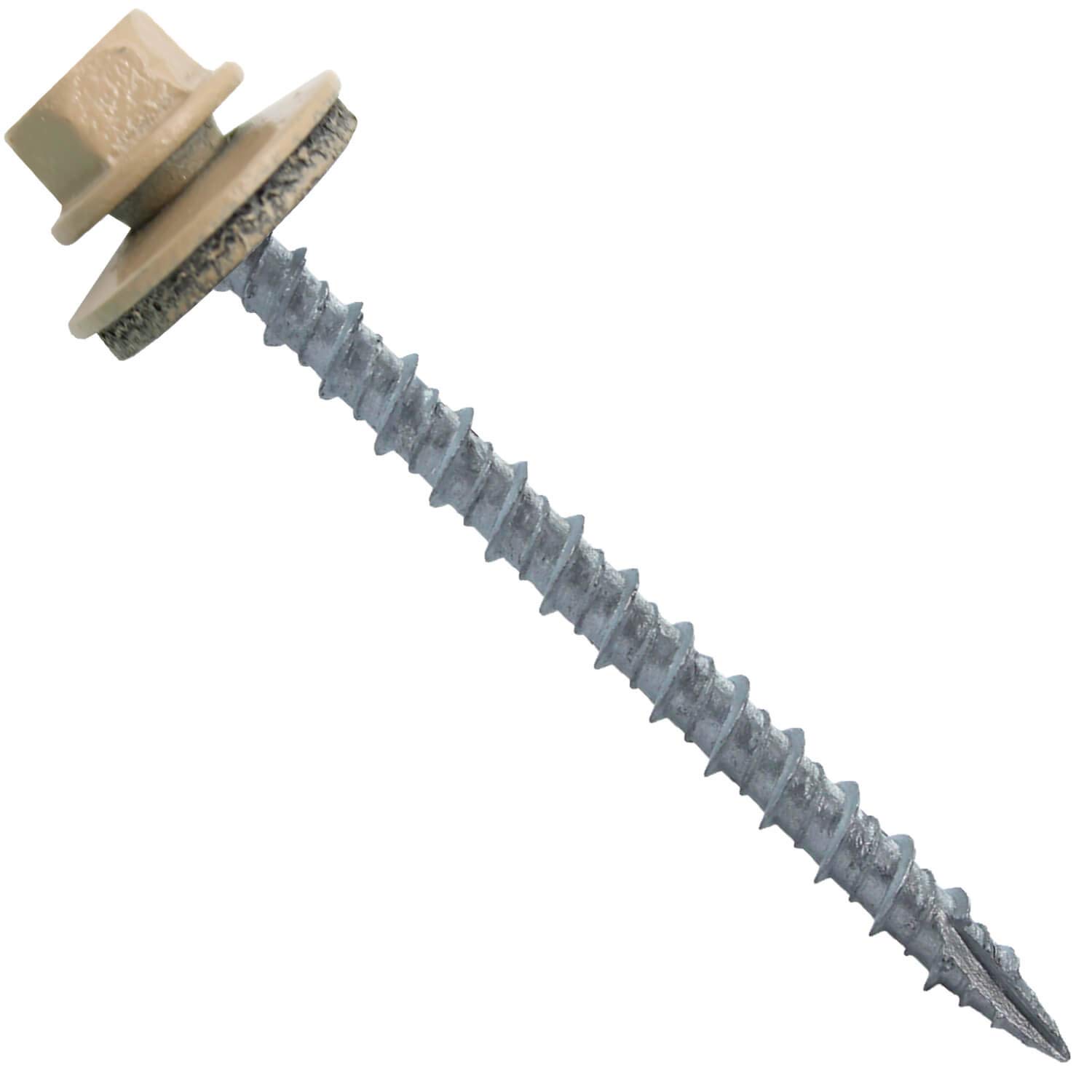 #10 Metal Roofing Screws: (250) Screws x 2-1/2" TAN Hex Washer Head Sheet Metal Roof Screw. Self Starting/Tapping EPDM Washer. Colored Head for Corrugated Roofing