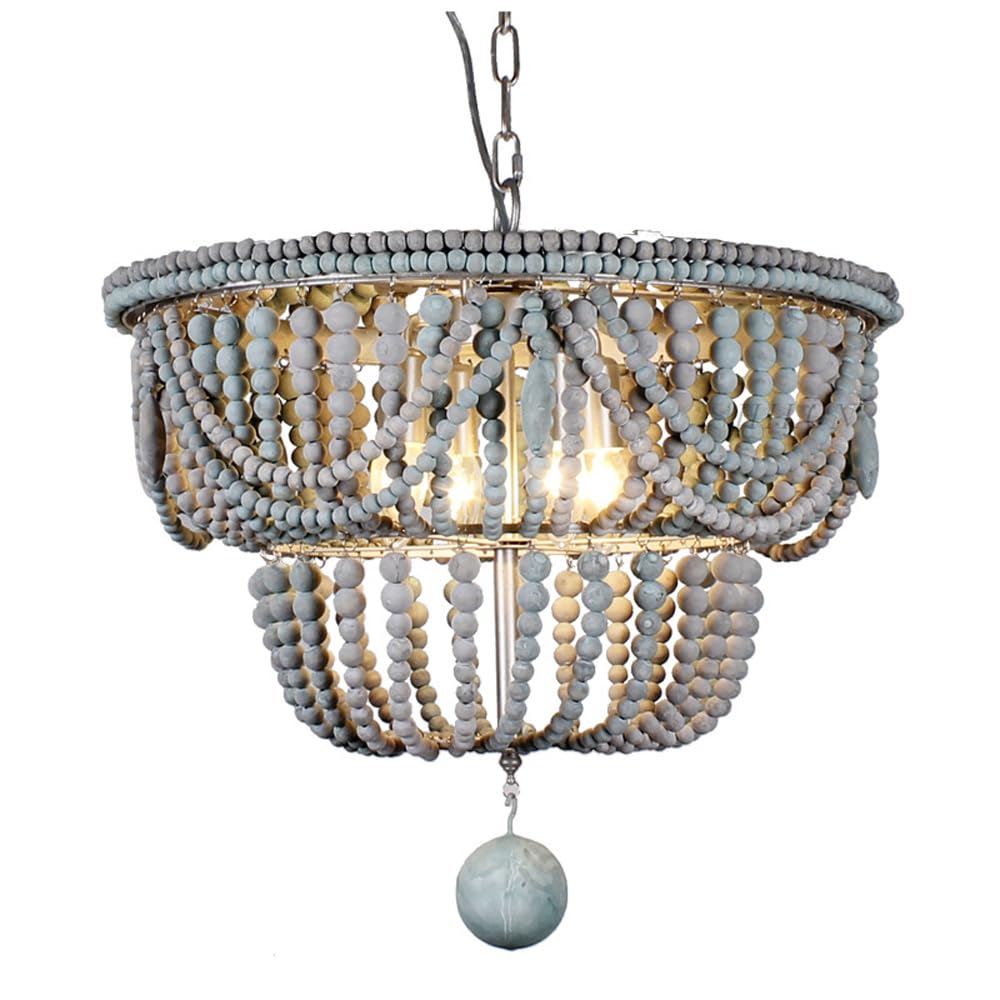 HXYSXHJUO Boho Wood Beaded Chandelier,Farmhouse Coastal Large Pendant Light Antique Rustic Bohemia Fixture for Dining Room Kitchen Living Entryway Foyer Hotel