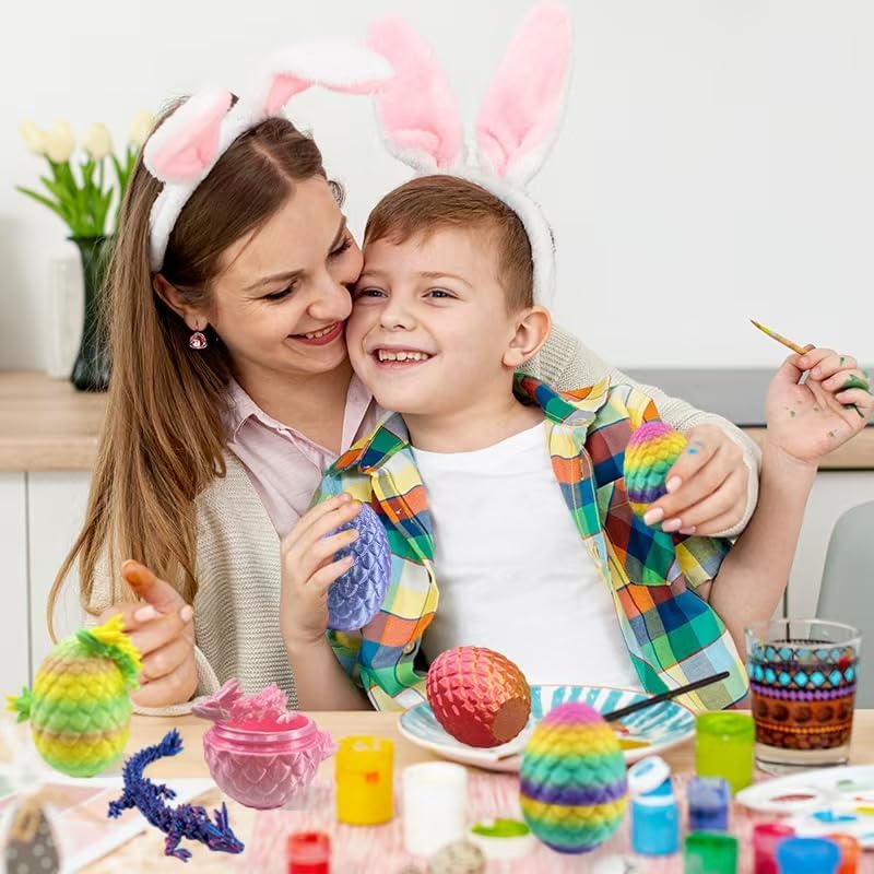 16PCS 3D Printed Dragon Eggs with Mini Dragons Inside, Articulated Crystal Eggs Set, Cool Desk Decor Gifts for Kids Teens Adults, Fantasy Collectibles Easter Basket - Image 4