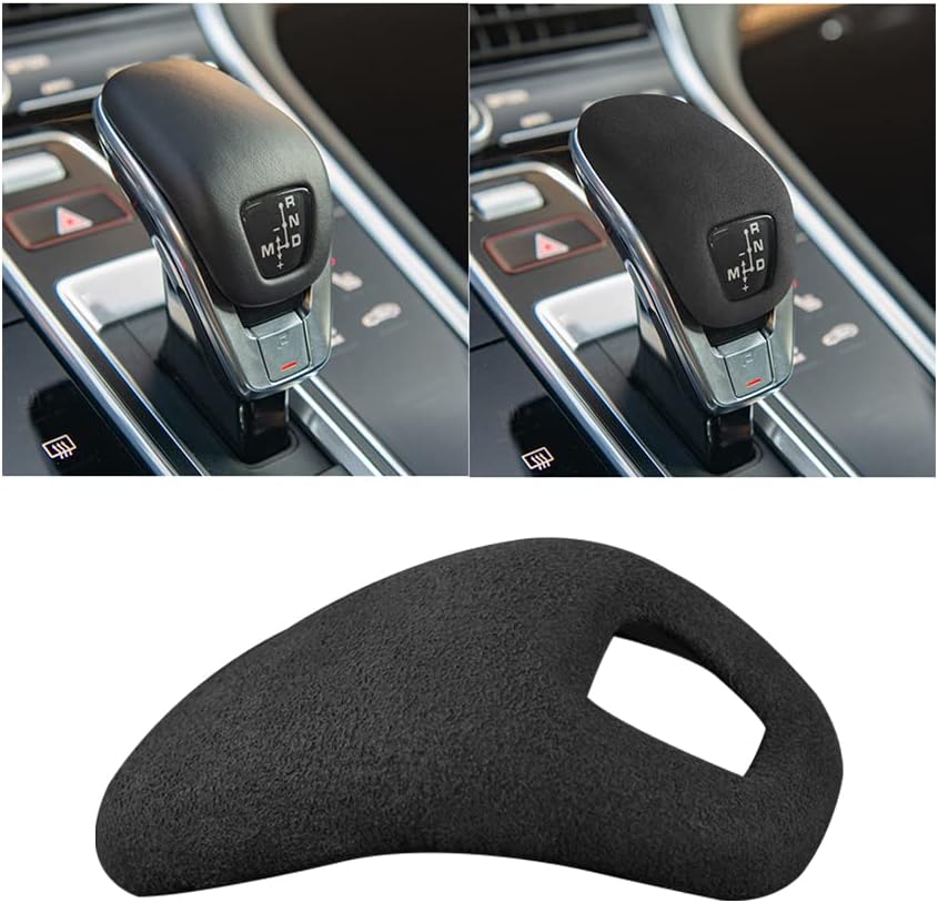 SANRILY 1 Pcs Suede Leather Gear Shift Knob Cover for Porsche Panamera 2018 2017 2019 2020 Automatic Shifter Knob Cover Trim Sticker Accessories Black