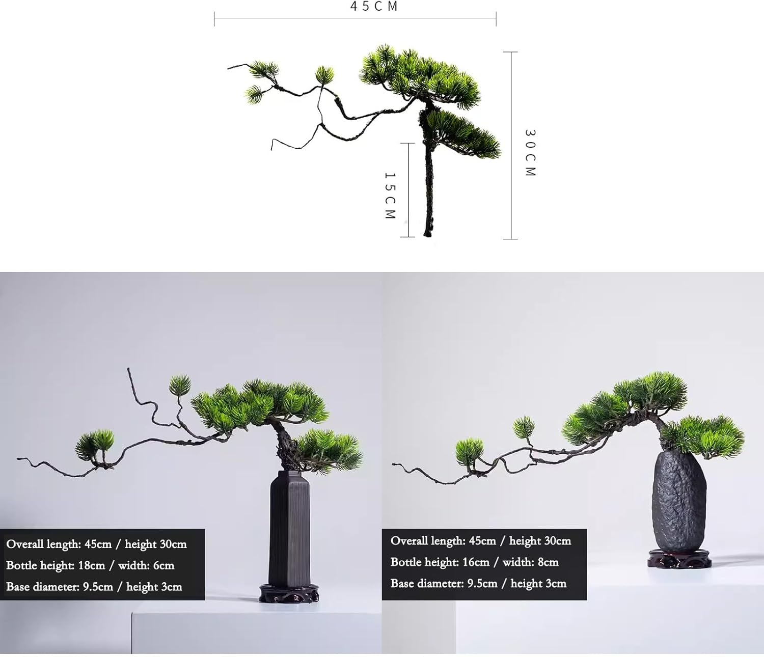 artificial tree Chinese Style Simulation Welcoming Pine Artificial Bonsai Ceramic Vase Set Living Room Room Zen Decoration Fake Pine Trees artificial plants indoor(B)