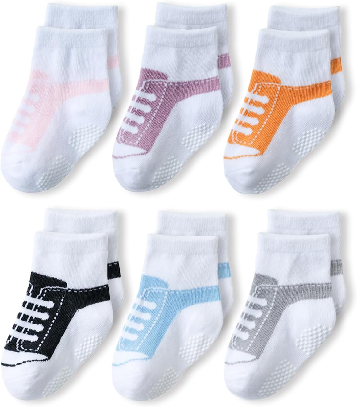 EPEIUS Unisex Baby Girls Boys Non-Slip Socks (Set of 6)