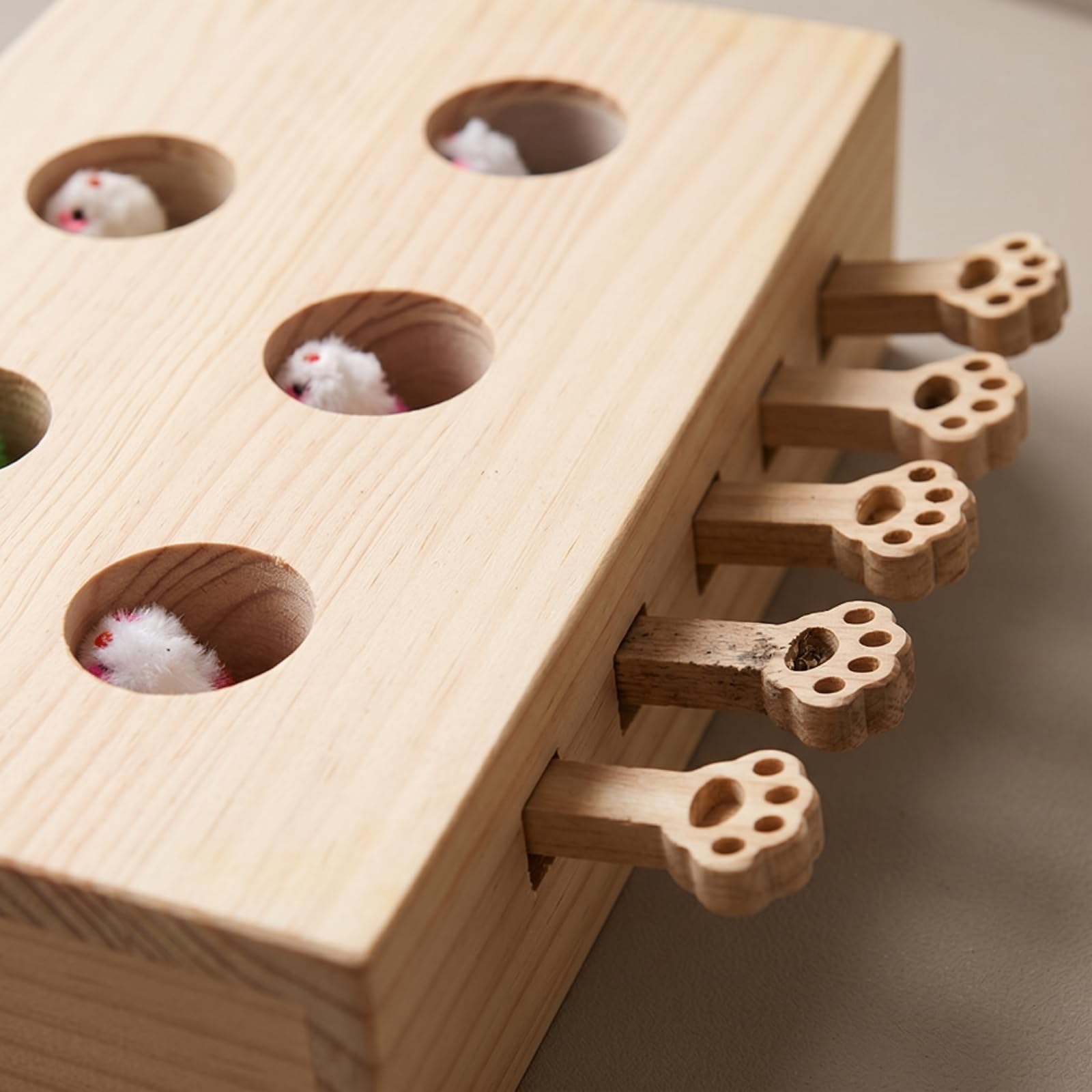 Giocattolo Interattivo in Legno Naturale Facile da Pulire per Gatti, Appartamento, Topo