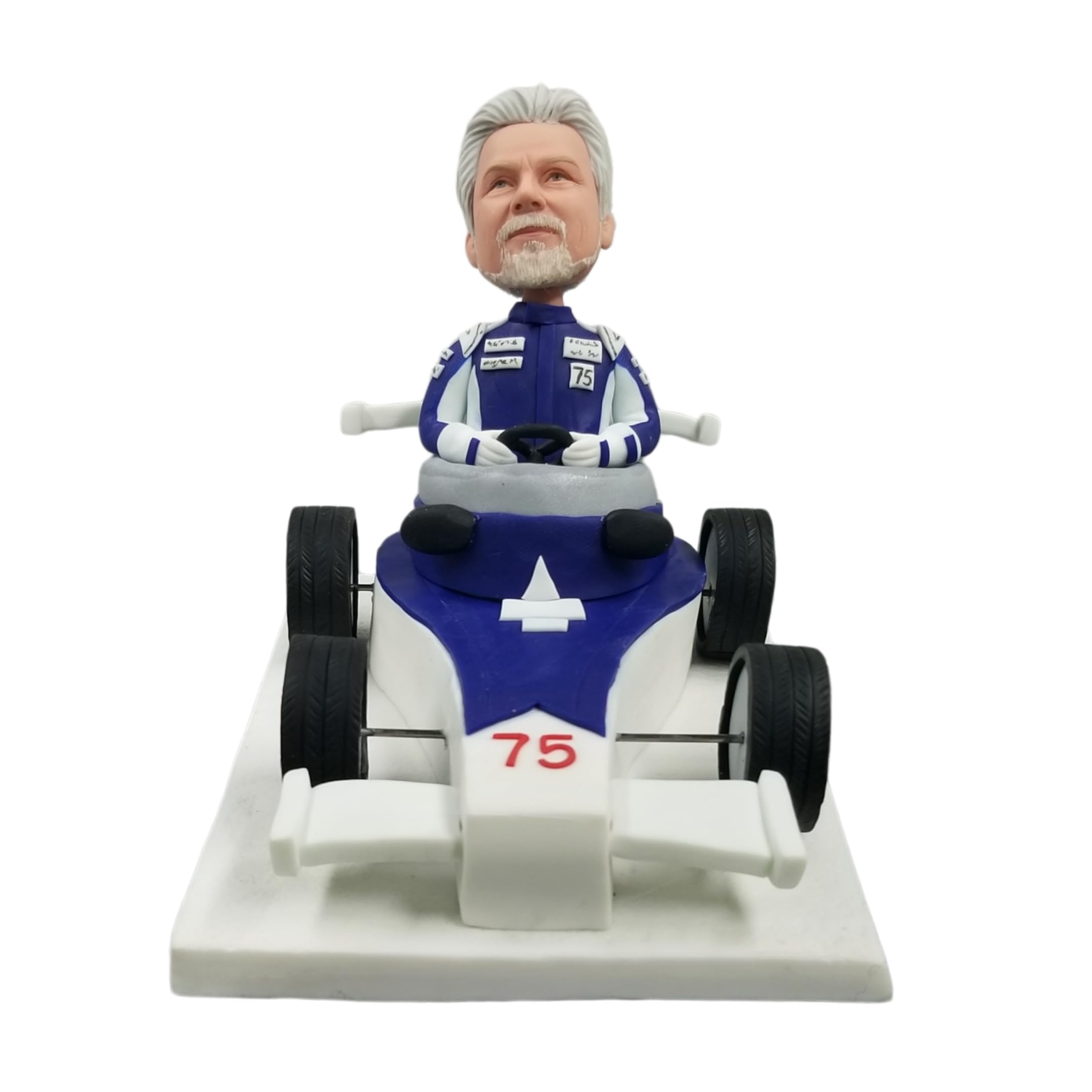 Bobblehead personalizado, figura 3D del conductor de carreras fotográfico en el vehículo de Fórmula 1, adorno personalizado de escritorio deportivo de carreras, regalos para entusiastas del deporte de