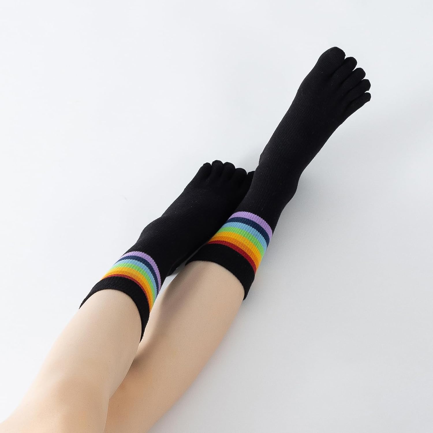 Verdancy Yoga Pilates Toe Socks with Grips for Women Non Slip Cushioned Crew Socks Mid Calf Socks for Barre Ballet - Image 5