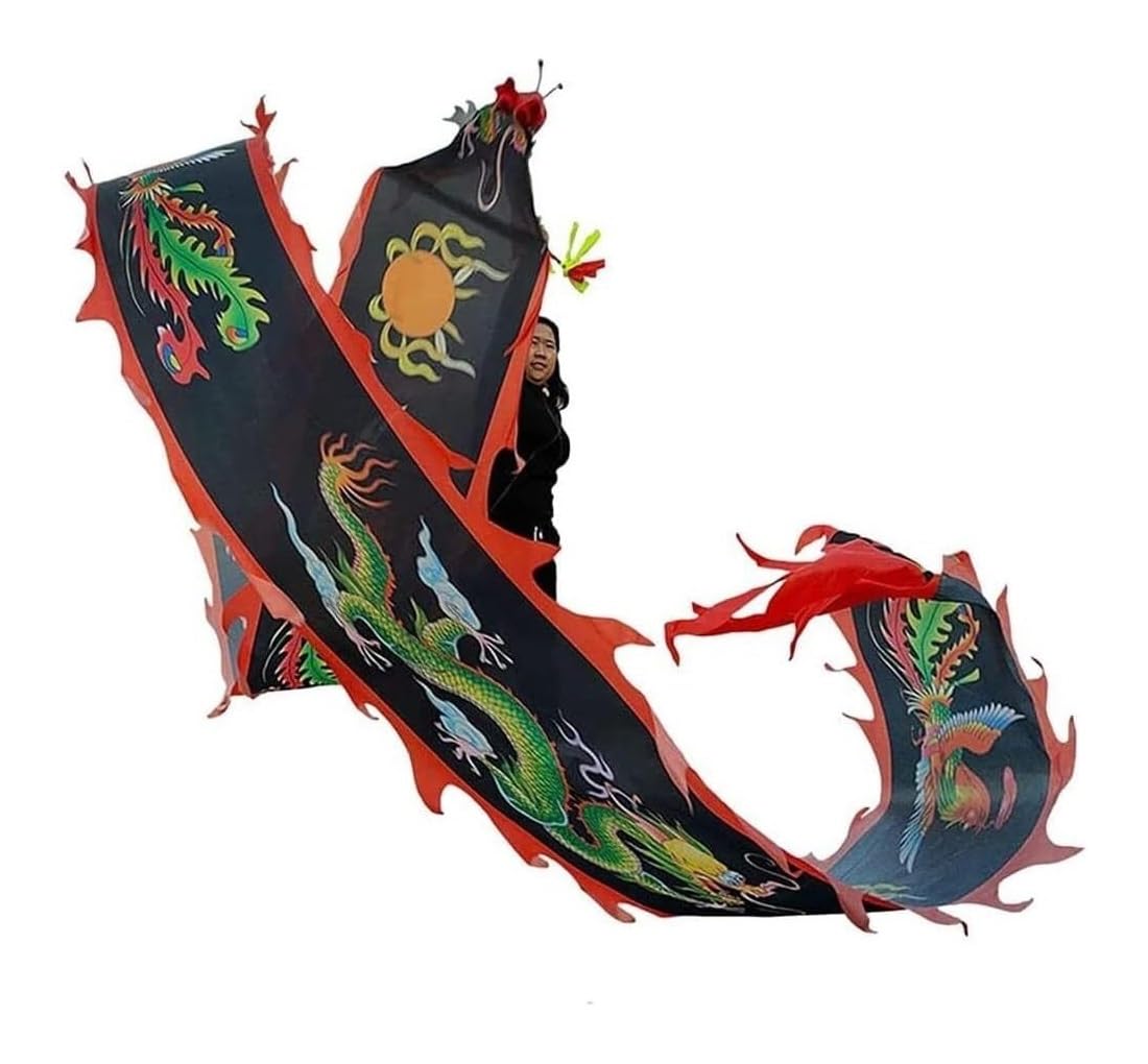 Drago Cinese per Feste Streamer Danza del Drago di Seta con Corda Sport all'Aria Aperta Fitness Nastro Capodanno Cinese Leone Feste Cinesi in Italia(C,8m/26ft)