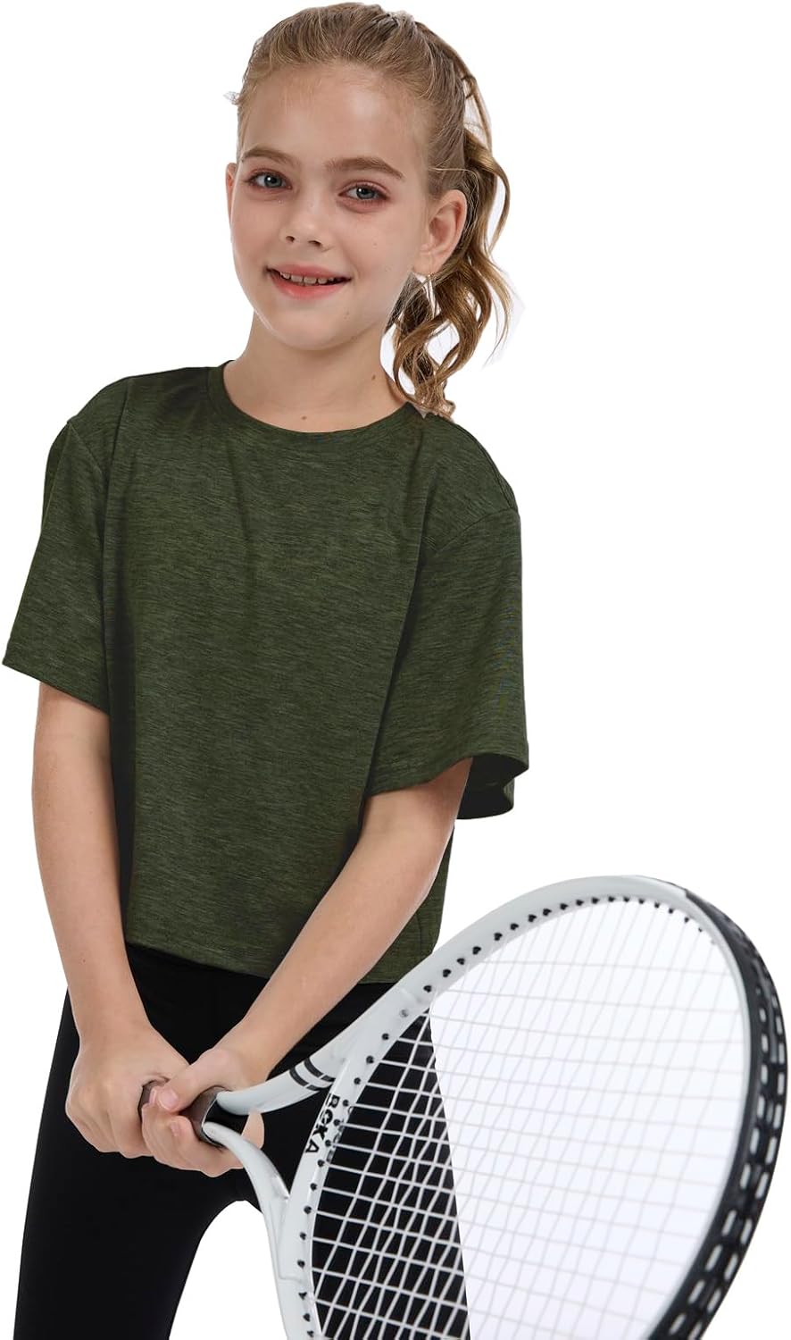 Girls Short Sleeve Crop Tops Kids Fashion Athletic Crew Neck Cropped T Shirts Casual Basic Tees - Image 4