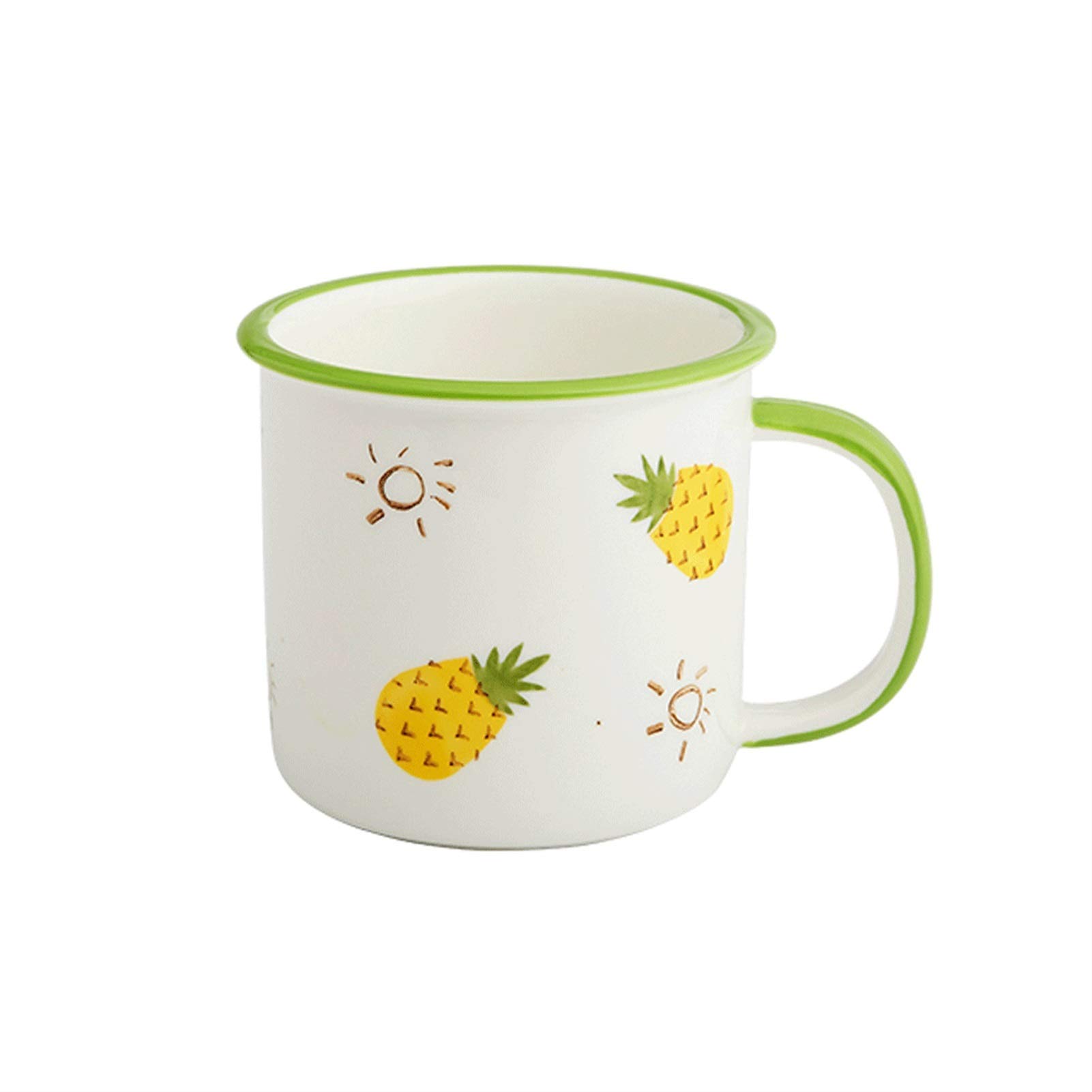 Kaffeetasse Obst Kreative Nachahmung Emaille Tasse Persönlicher Haushalt Milch Kaffee Keramik Tasse Wasserbecher für Zuhause Büro (Grün)