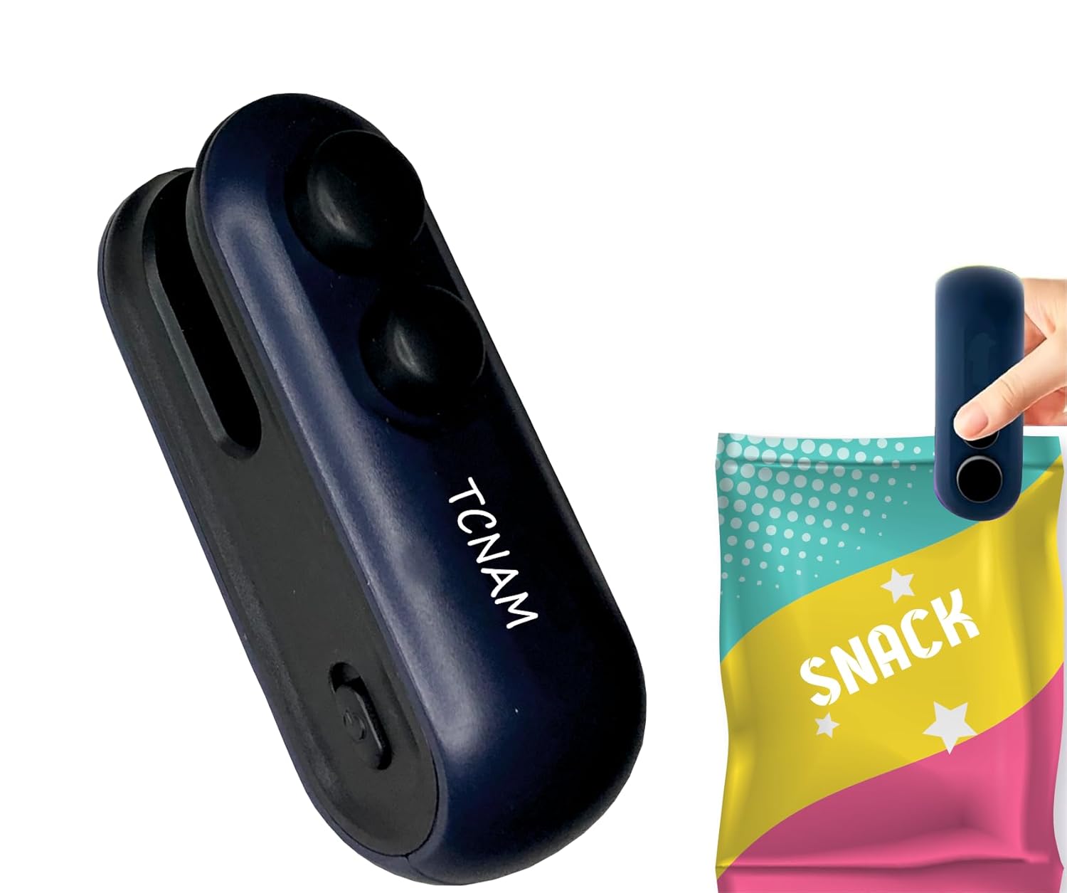 TCNAM Portable Mini Sealing Machine For Plastic Bags_Essential Kitchen Gadget For Travelling Food Packet, Chips, Snacks_2 in 1 Sealer With Cutter And Magnet_Type-C Rechargable Unique Gadget_Blue TCNAM Portable Mini Sealing Machine For Plastic Bags_Essential Kitchen Gadget For Travelling Food Packet, Chips, Snacks_2 in 1 Sealer With Cutter And Magnet_Type-C Rechargable Unique Gadget_Blue