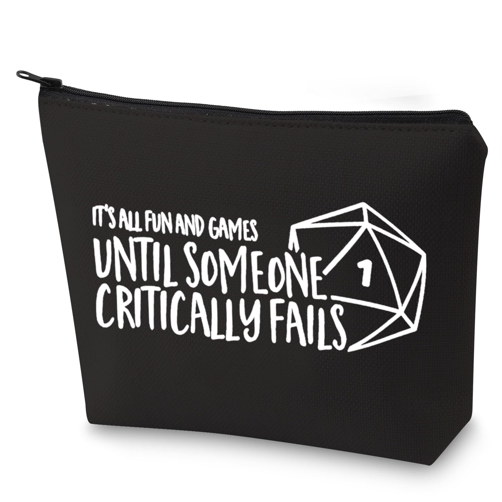 G2TUP Funny DM Gift Dice Bag It’s Fun and Games Until Someone Critically Falls RPG Master Gaming Bag, DD Dice Bag Black, Makeup Bag
