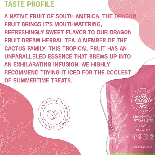 Miniatura 4 de Té Pitaya de fruta del dragón para apoyo inmunológico e intestinal con fruta del dragón, piña y mucho más. ¡Hoja suelta de 2 onzas con 30 bolsas de