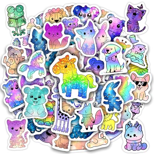 Rainbow Animals Water Bottle Stickers for Kids 70 Pcs