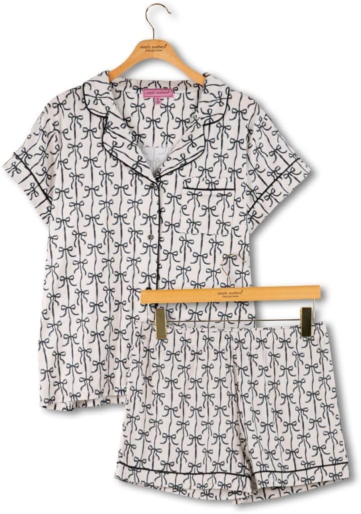 Simply Southern Women's Short Sleeve Button Down Pajama Set with Shorts - Image 2