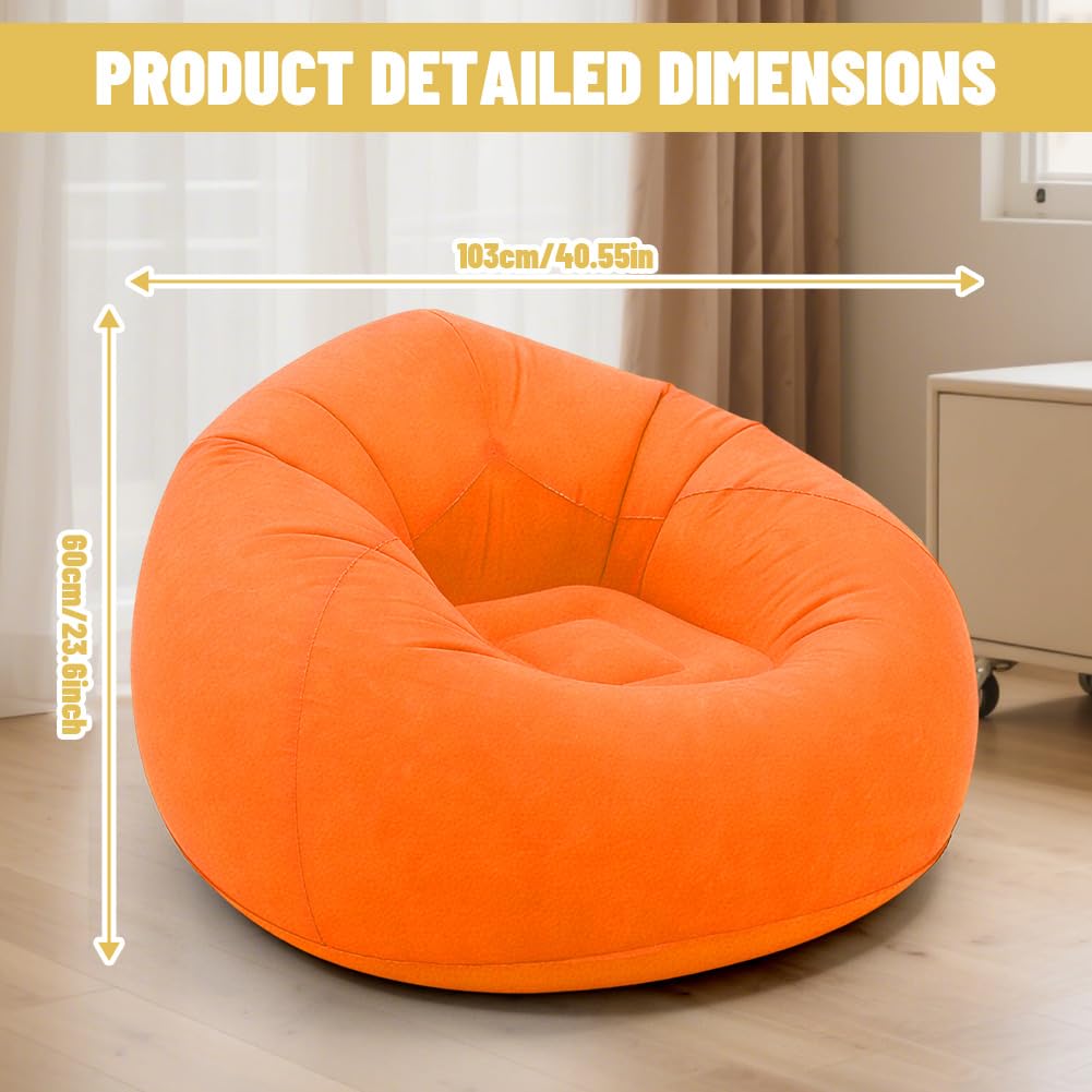Divano gonfiabile in pvc – singolo sedile pouf divano pieghevole per esterni, poltrona gonfiabile, poltrona lounge leggera (arancione)