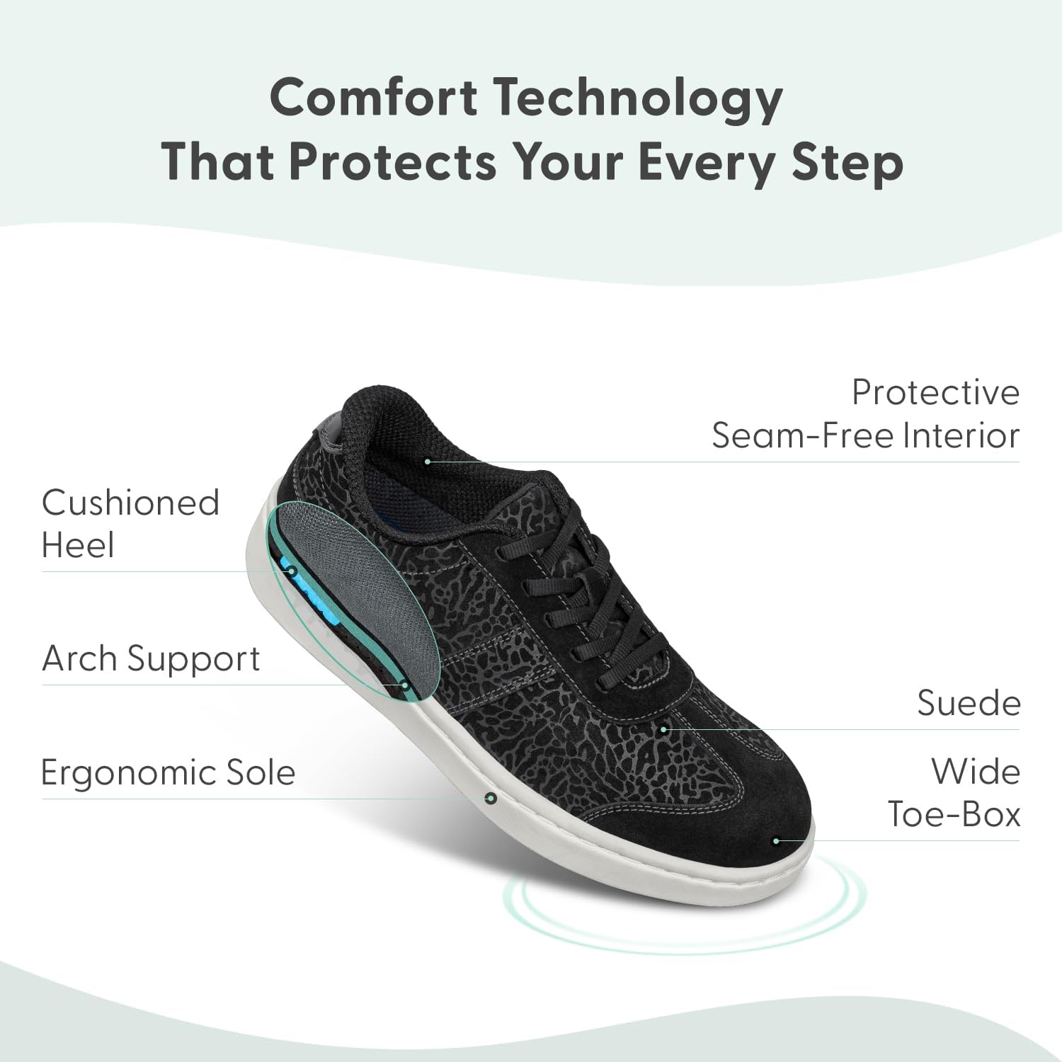 Orthofeet Women's Orthopedic Leather Stroll Casual Shoe - Image 3