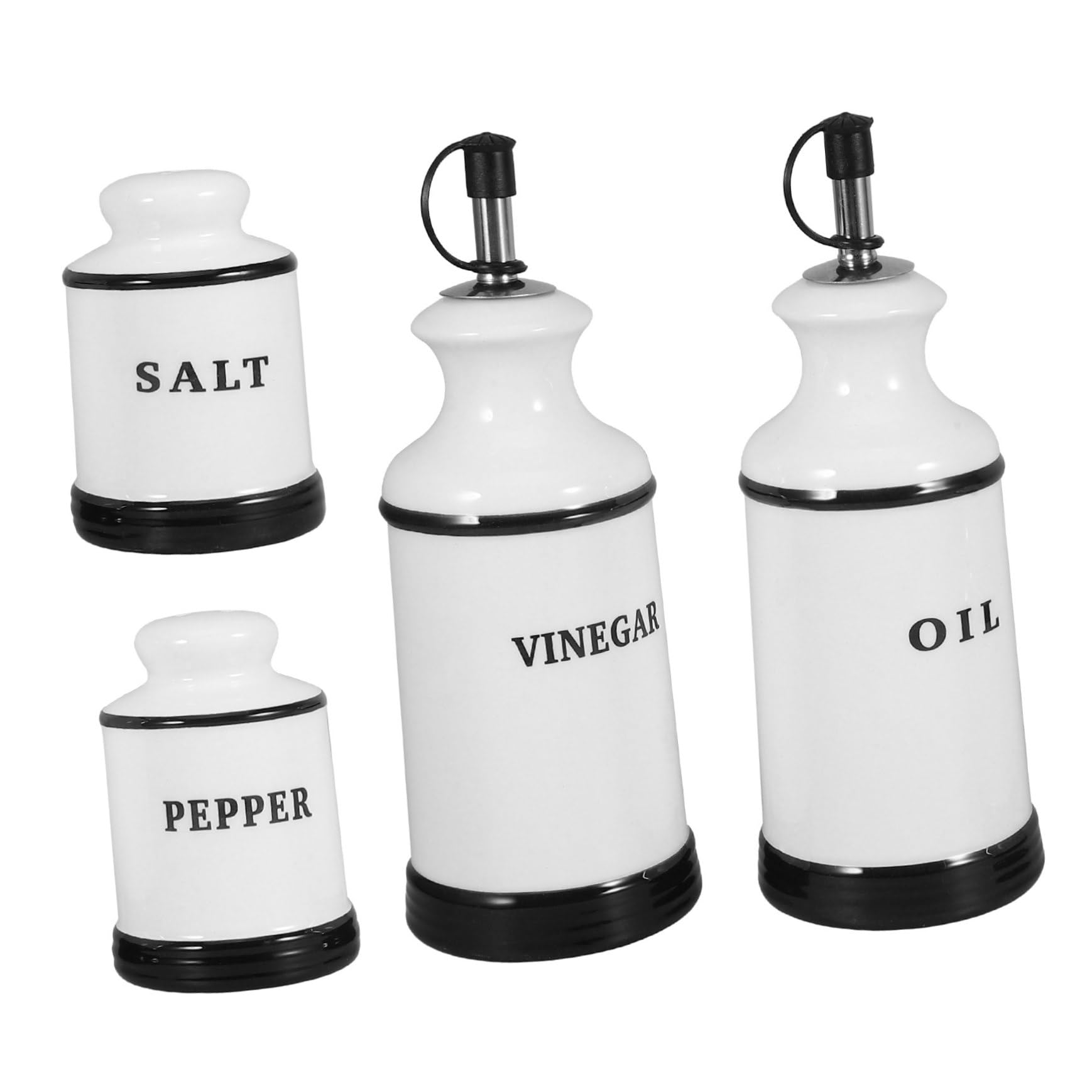 PRETYZOOM 4piezas Frascos De Condimentos De Cerámica Dispensador De Sal y Pimienta Para Cocina Recipiente Multifuncional Para Aceite Vinagre y Especias Para Decoración De Cocina y