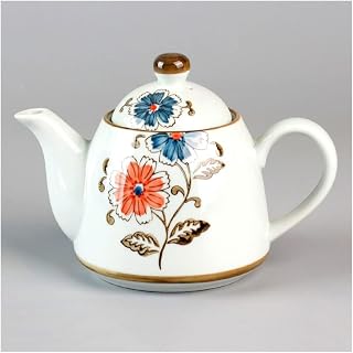 Tetera clásica 520ML Cerámica Azul y Blanco Underglaze Color Pintado a mano Patrón de flores Tetera Cafetera Tetera for el hogar Tetera de gran capacidad Tetera