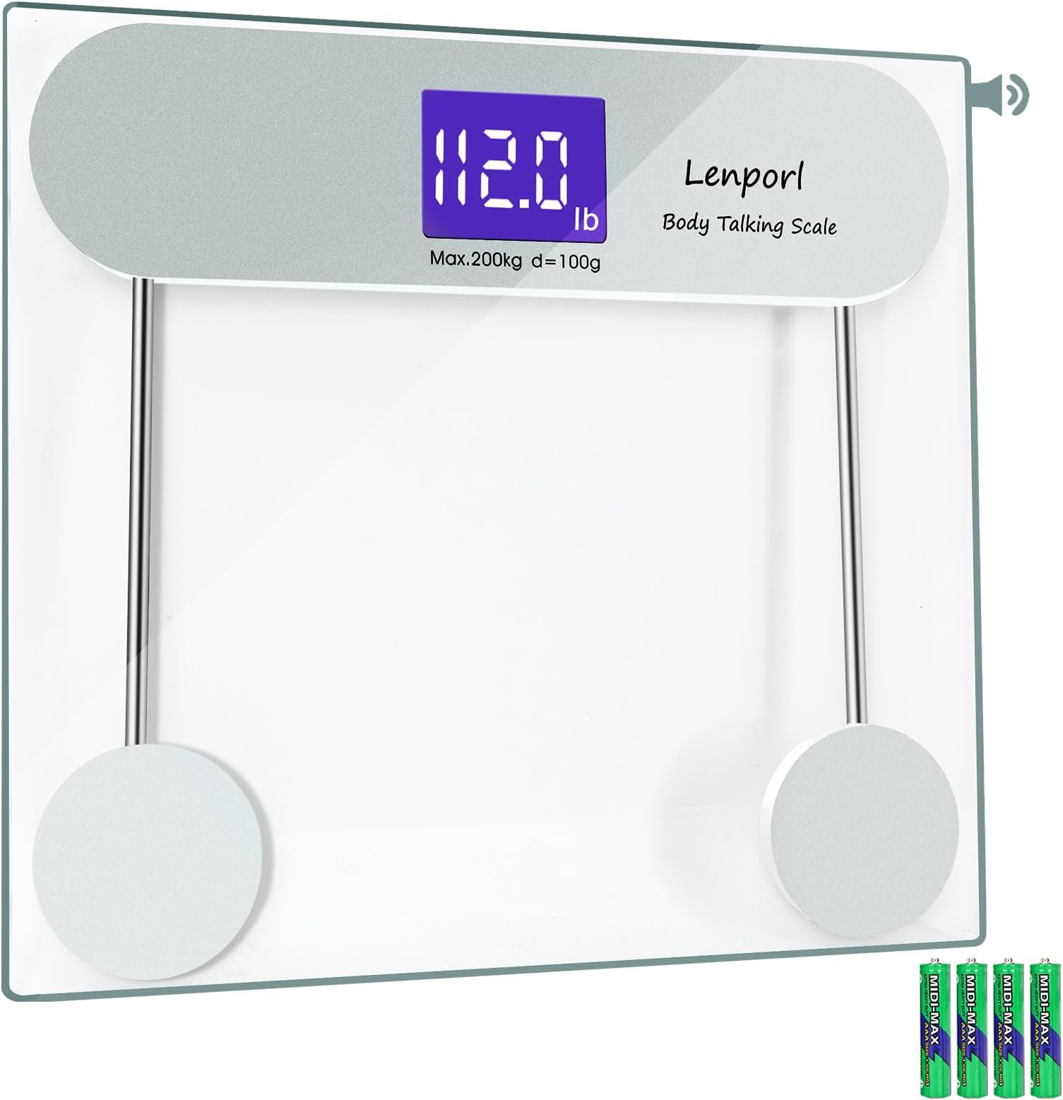 Talking Scales for Body Weight with Pure North American Male Voice,Highly Accurate Talking Bathroom Weight Scale with Large LCD Screen,Talking Scales for Visually Impaired and Seniors, 440Ibs