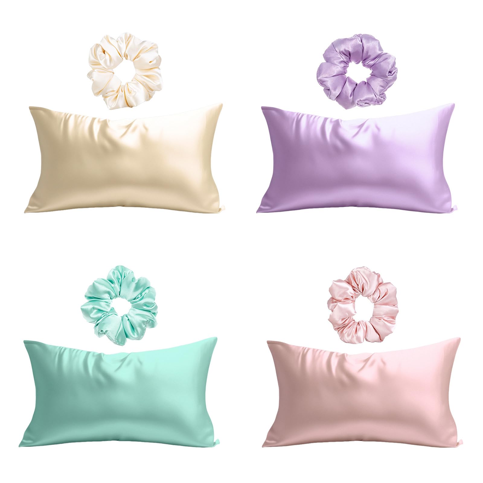 Federe in raso, lussuose federe per cuscini morbidi per migliorare il sonno, include accessori per capelli federa in raso