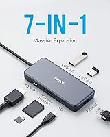 Vista 2 de Anker Hub USB C, adaptador USB C 7 en 1, con HDMI 4K, entrega de energía de 60 W, Ethernet de 1 Gbps, 2 puertos USB 3.0, lectores de tarjetas SD