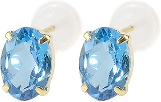 [アトラス] Atrus 18金 ピアス レディース イエローゴールドk18 ブルートパーズ 一粒 スタッドピアス 宝石 sn
