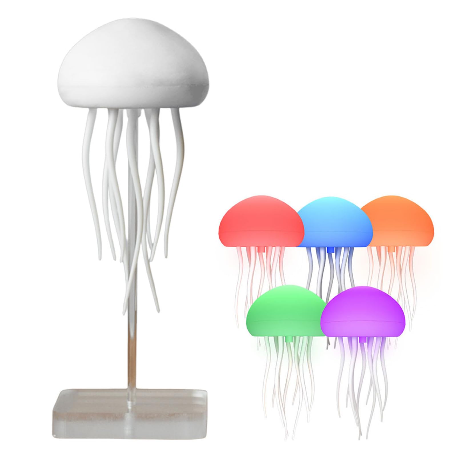 Veilleuse LED intelligente en forme de méduse, commande vocale, charge de type C, veilleuse en forme de méduse, dégradé RVB, tentacules flexibles pour chambre d'enfant, décoration d