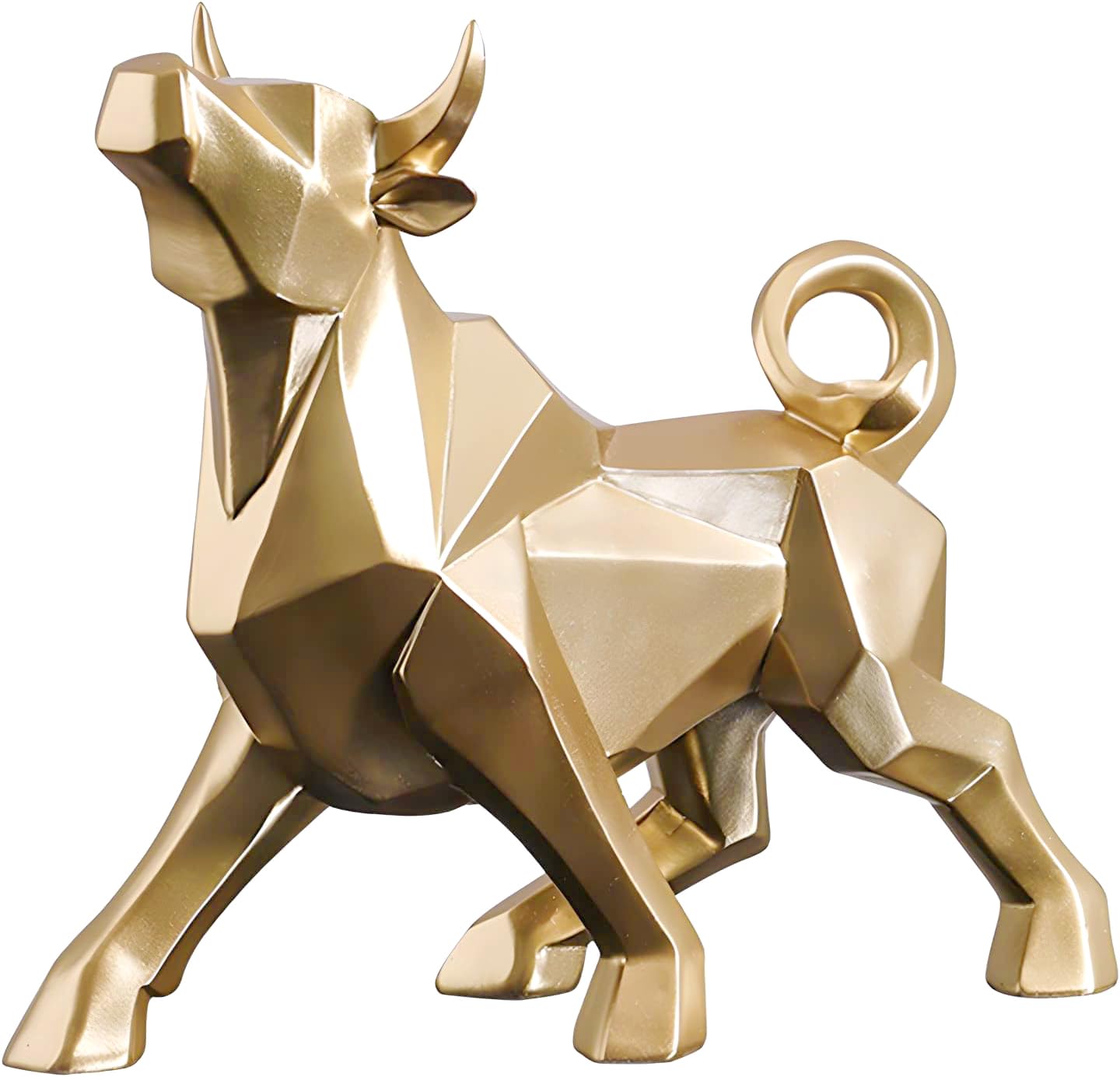 Abstrakte Bullen-Skulptur, geometrische Harz-Statuen, moderne und einfache Heimdekoration, Sammelfiguren (Goldbull)