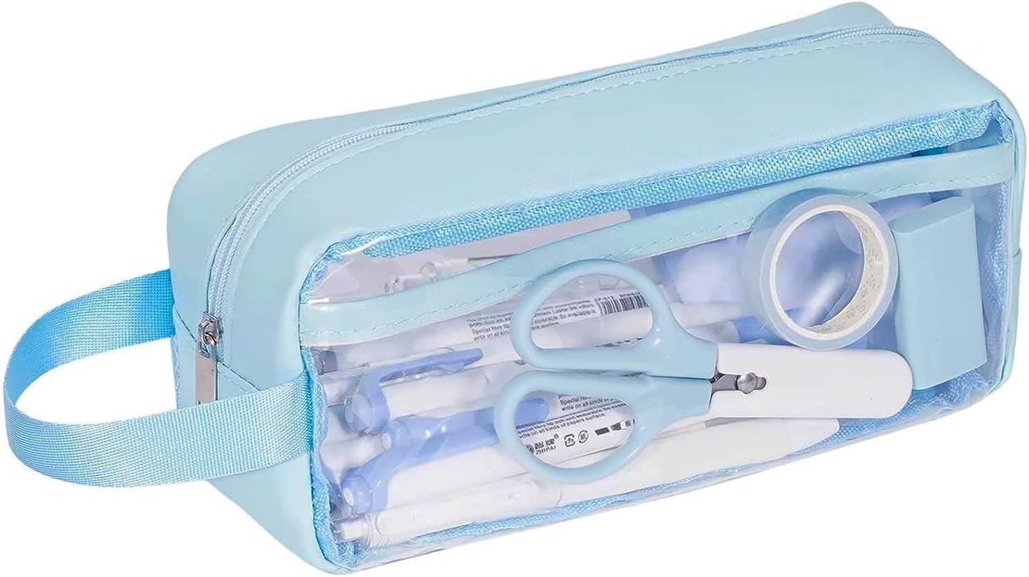 JIANYH Clear Pencil Case, Blue Pencil Case, Large Clear Pencil Case
