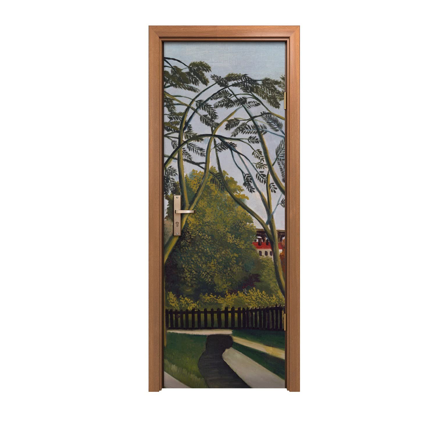Autocollant de porte 70x200cm motif chemin de forêt pour décoration murale