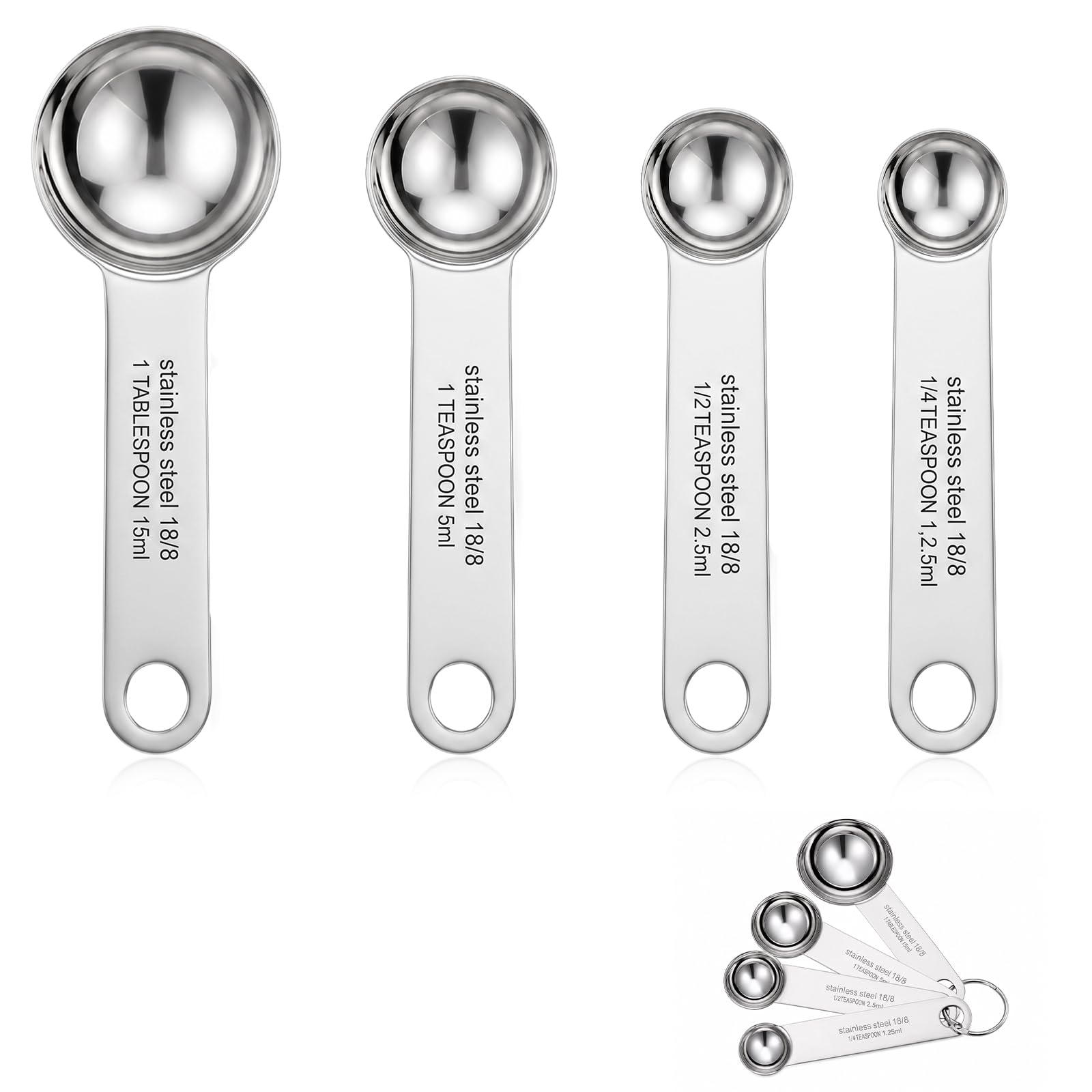 4 Pcs Stainless Steel Measuring Spoons Set Metal Tablespoon Teaspoon Spoons