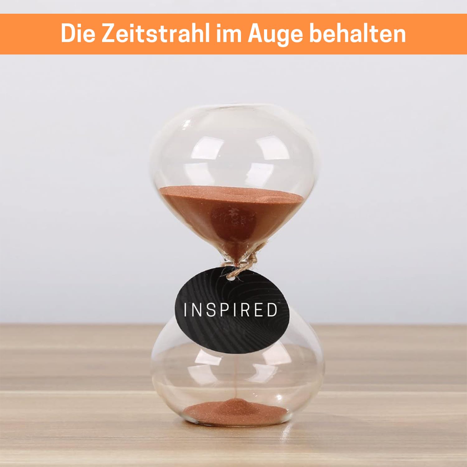 Clessidra Da 5 Minuti In Vetro Borosilicato Soffiato A Mano, Colore Rame, Alta 11,4 Cm, Decorativa Per Scrivania E Ufficio