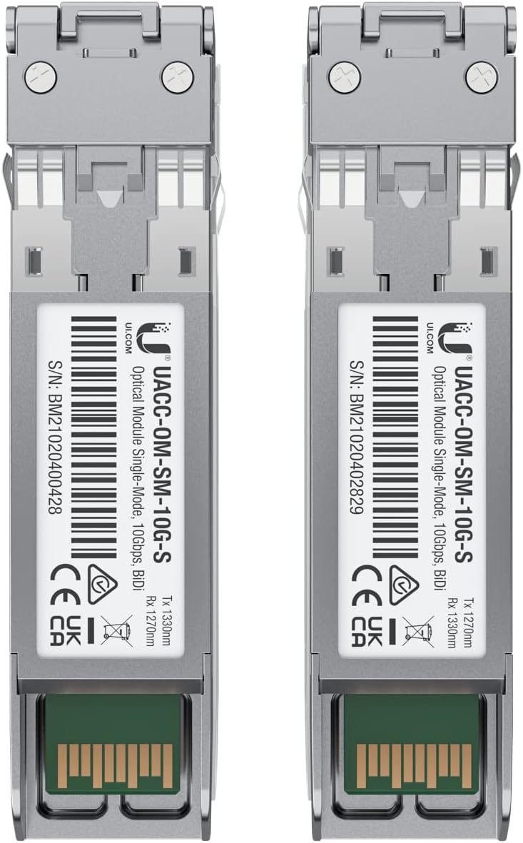 Ubiquiti Networks 10Gbps SFP+ Single-Mode U Fiber Module, 328' Cable Distance, 2x LC Connector, 2 Pack