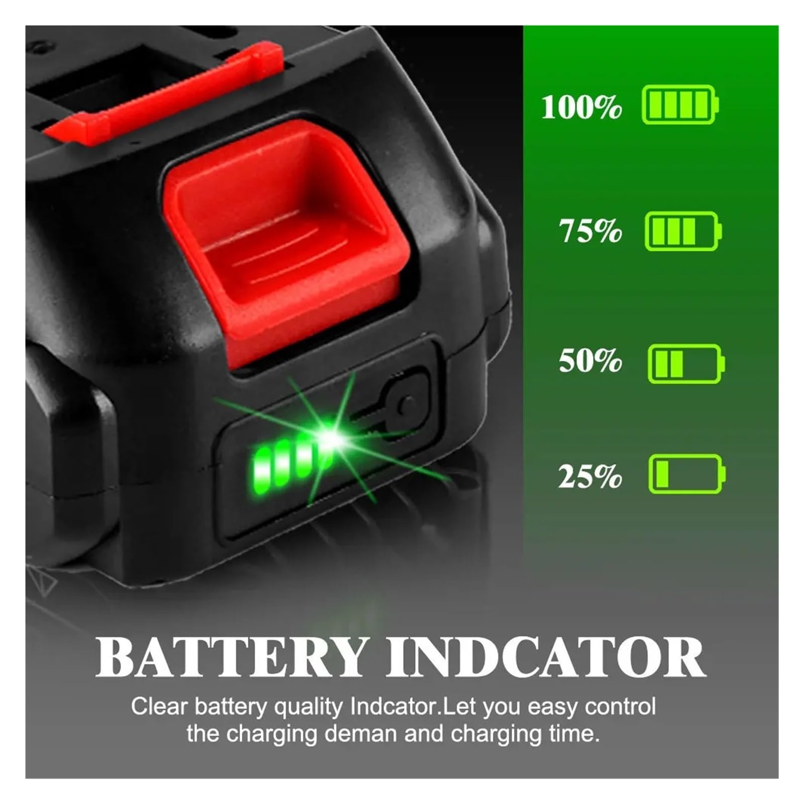 Batteria Ricaricabile Agli Ioni Di Litio Da 18 V Ad Alta Capacità Con Indicatore Di Batteria, Compatibile Con Makita, Batteria For Utensili Elettrici Senza Fili EUPlug(1 Battery)