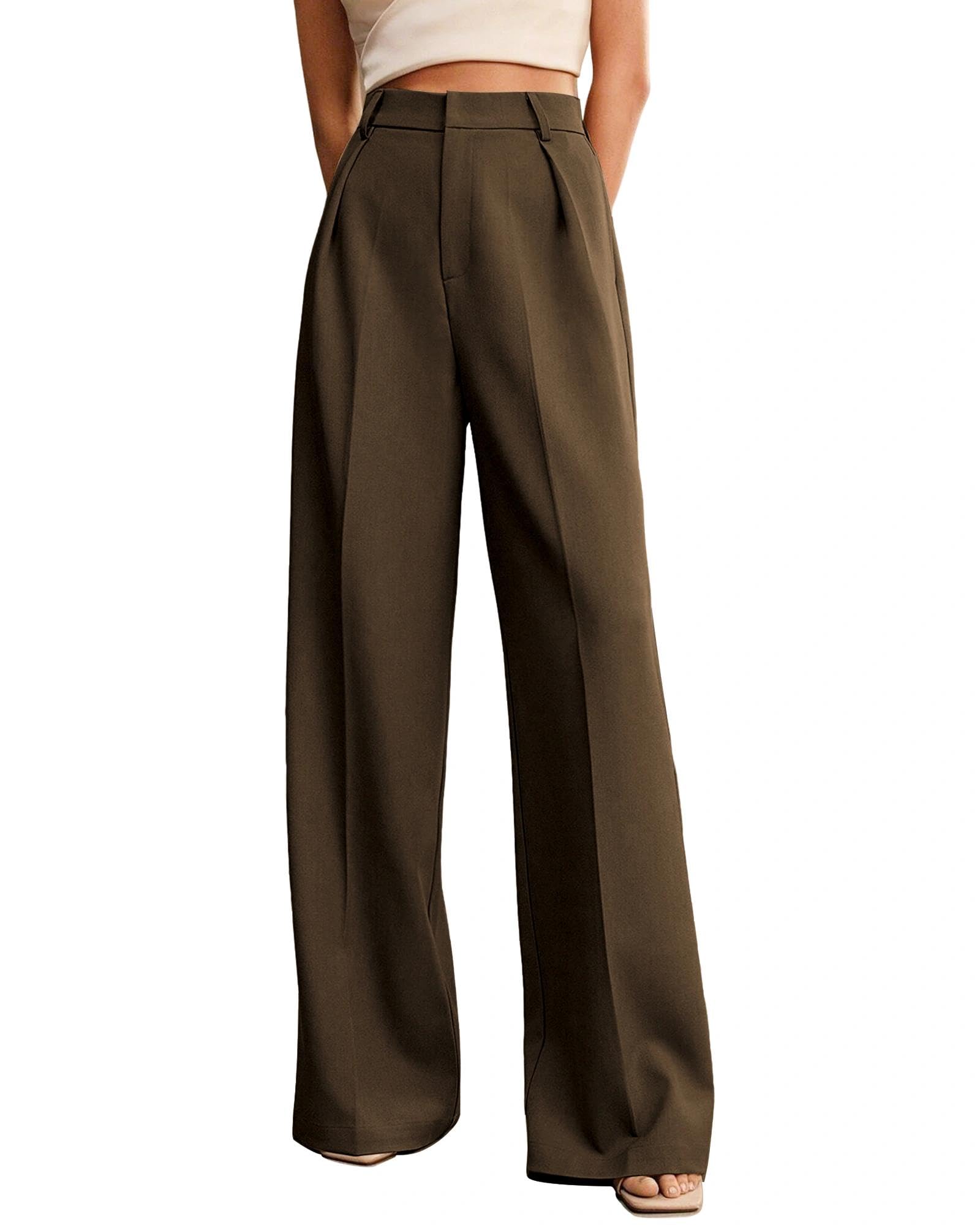 Womens Wide Leg Pants High Waist Straight Work Pants Office Business Casual Palazzo Trousers with Pockets